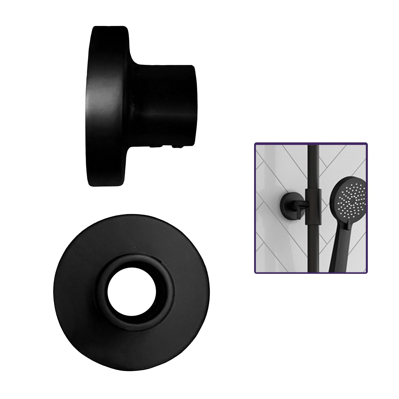 Round Replacement Wall Mounted Bracket Support for Shower Rails Black