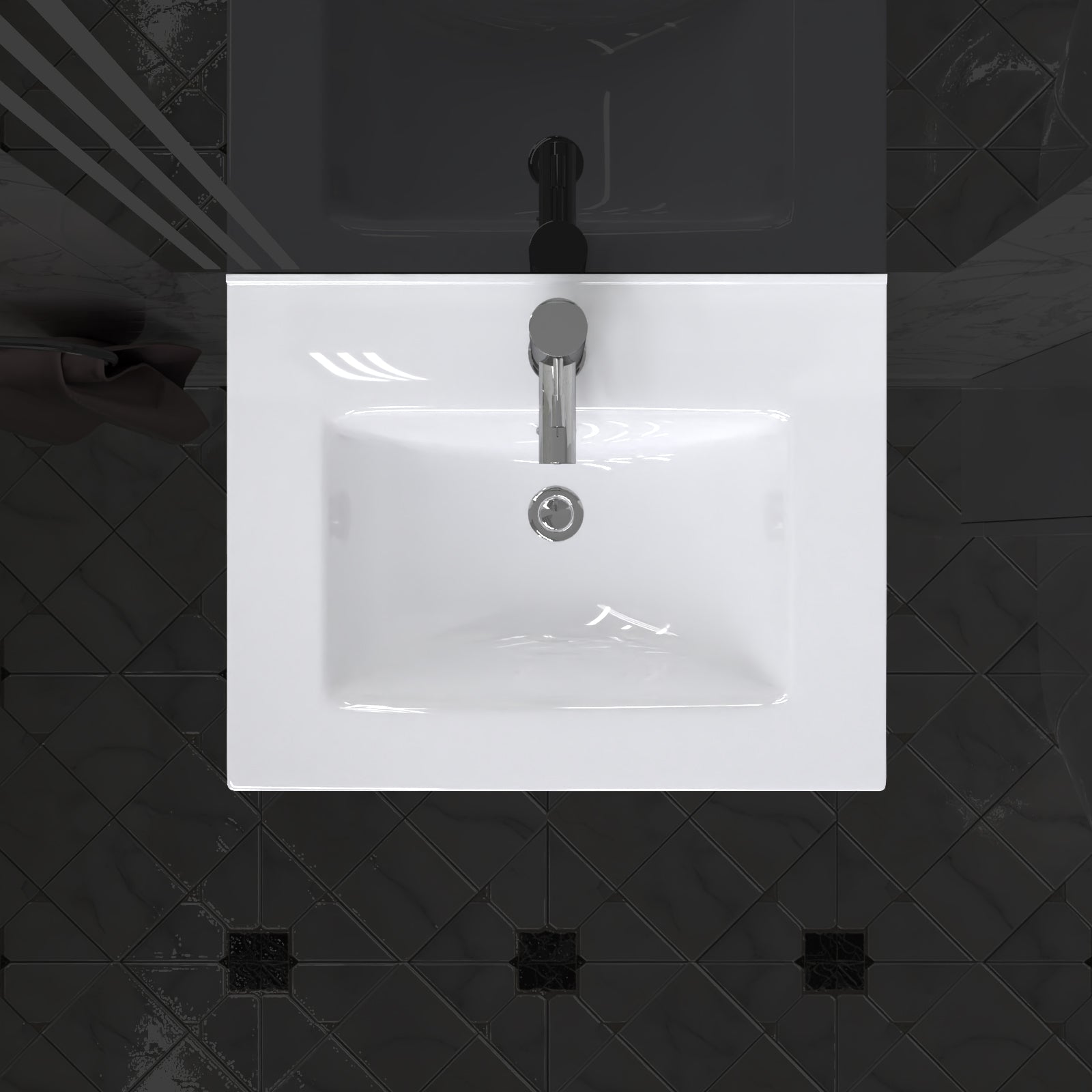 500mm Modern White Slim Ceramic Inset Basin