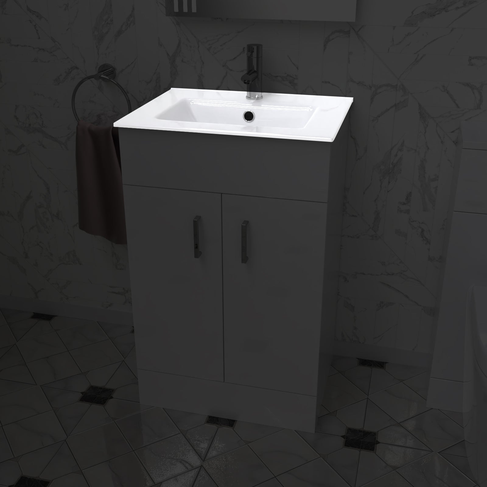 500mm Modern White Slim Ceramic Inset Basin