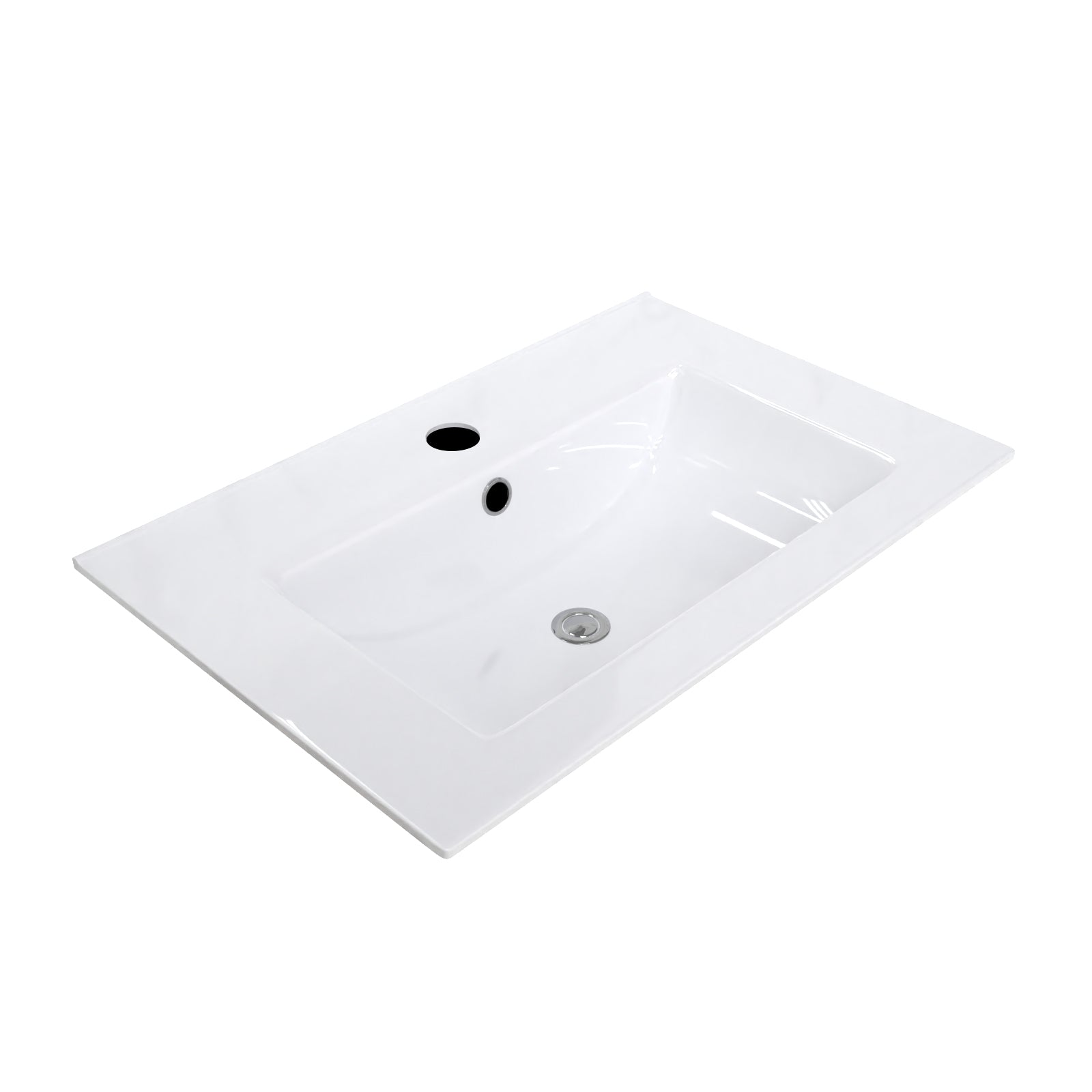 600mm Modern White Slim Ceramic Inset Basin