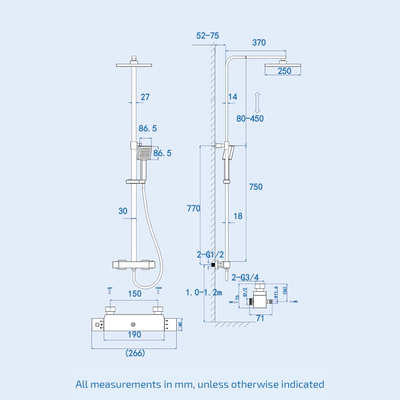 Chrome Thermostatic Shower Mixer Cool Touch
