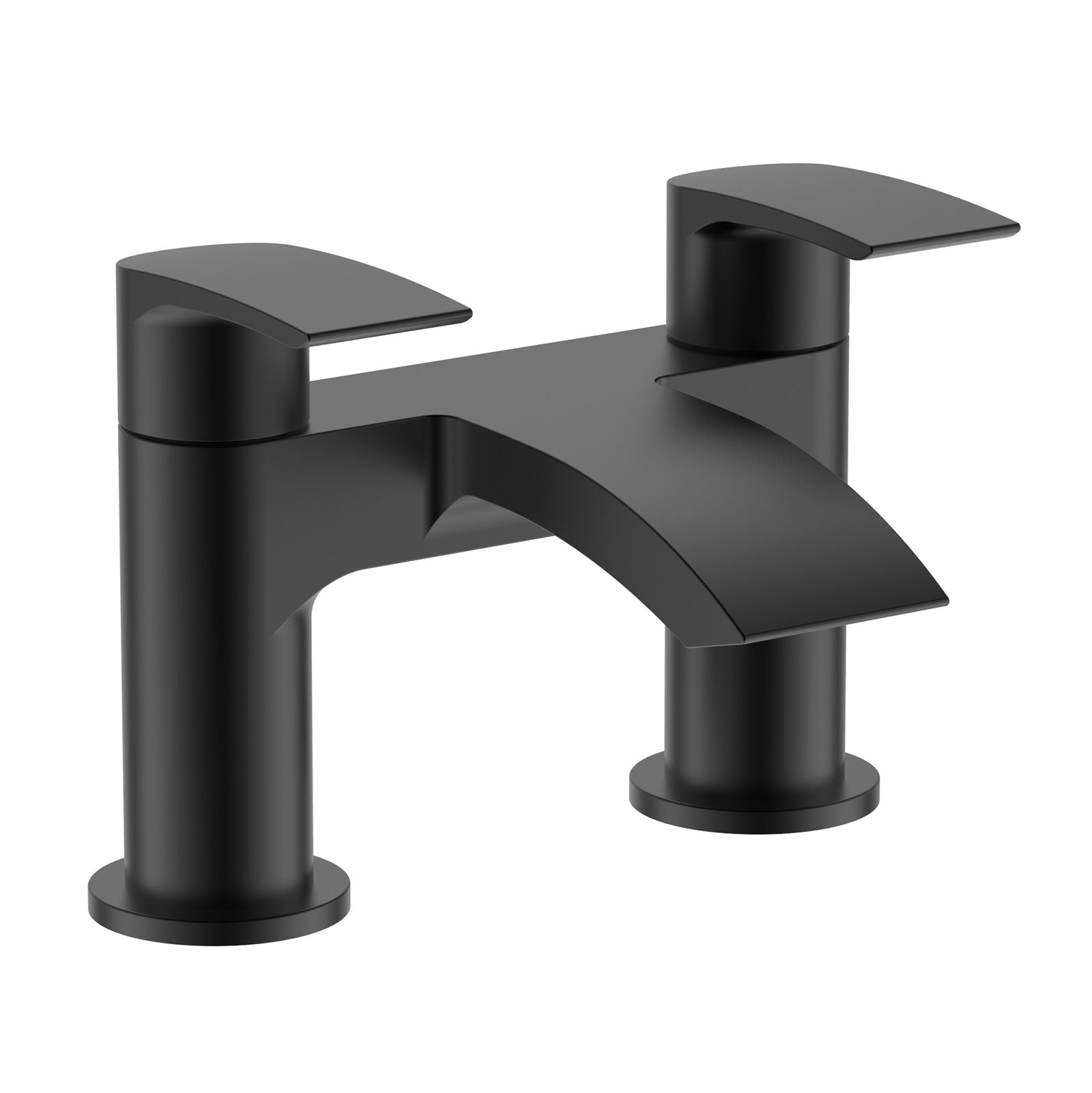 Vago Contemporary Matte Black Deck Mounted Waterfall Bath Filler Tap