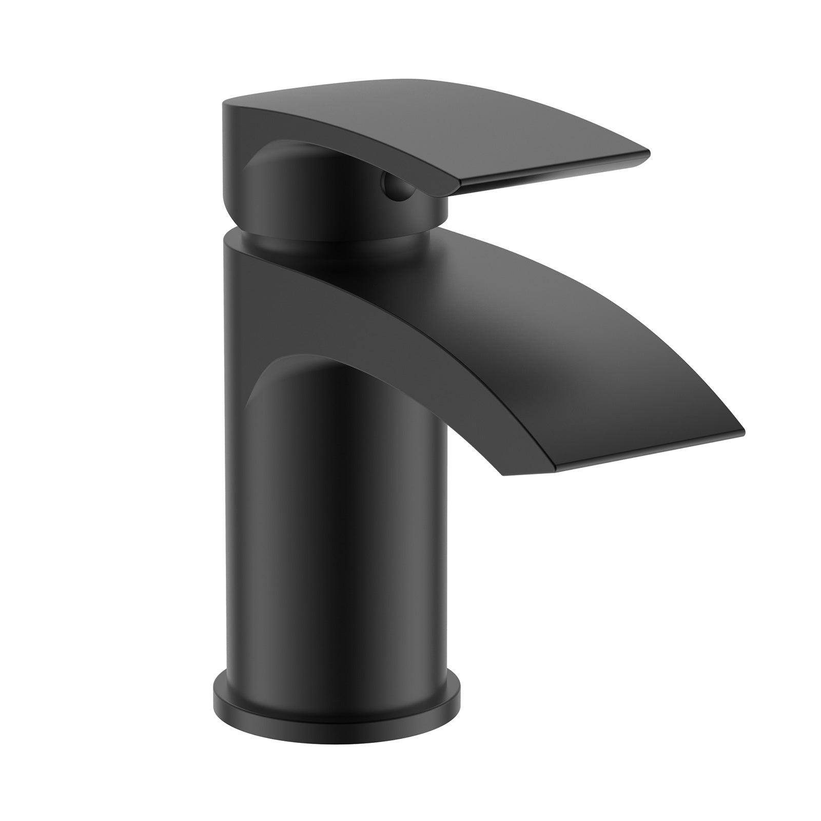 Matt Black Cloakroom Bathroom Basin Mono Mixer Tap With Waste