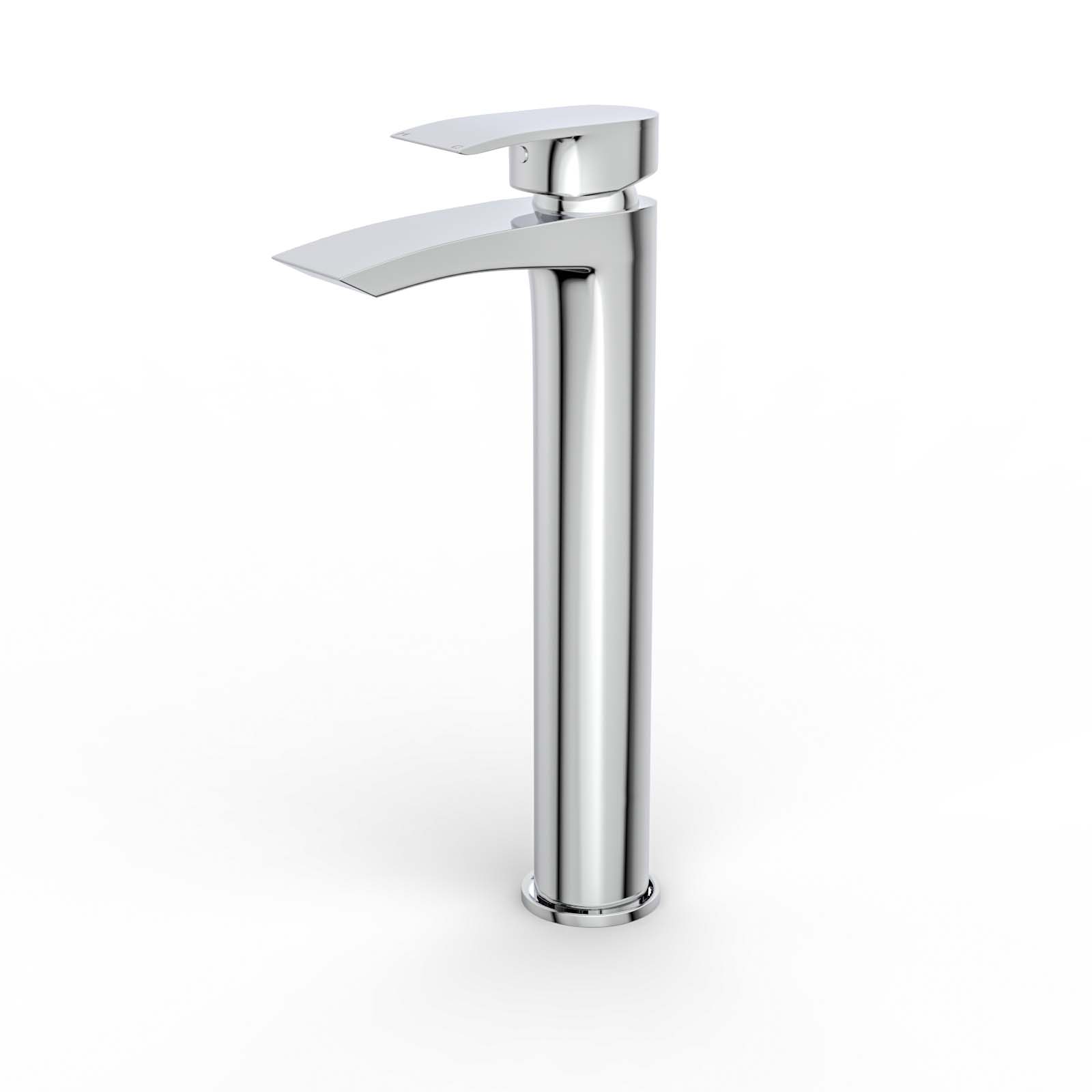 Vago Modern Bathroom Chrome Extended Countertop Basin Mixer Tap