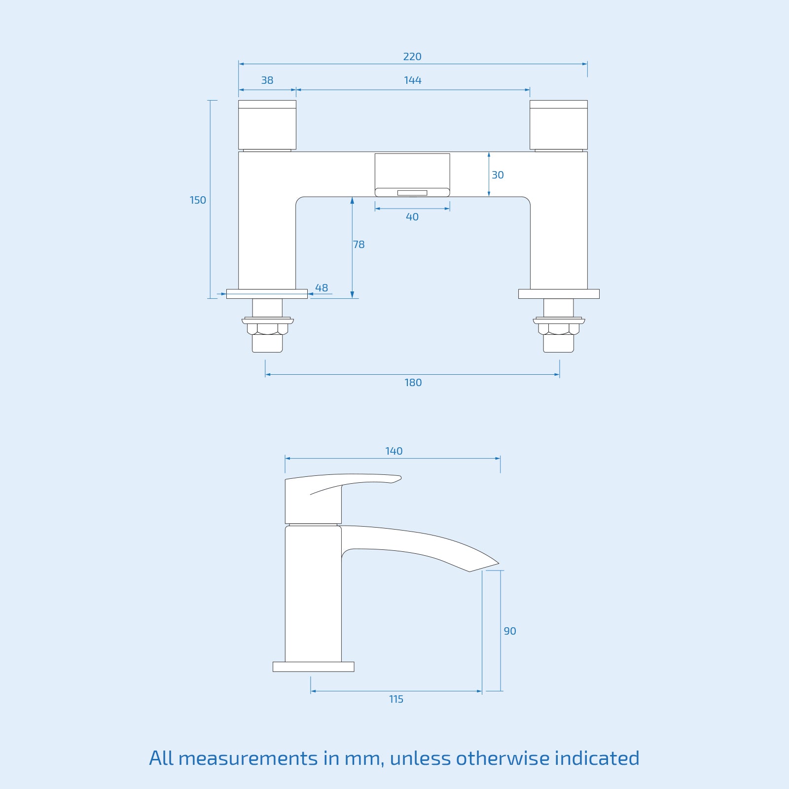 Chrome Bathroom Waterfall Bath Filler & Basin Mixer Tap Set