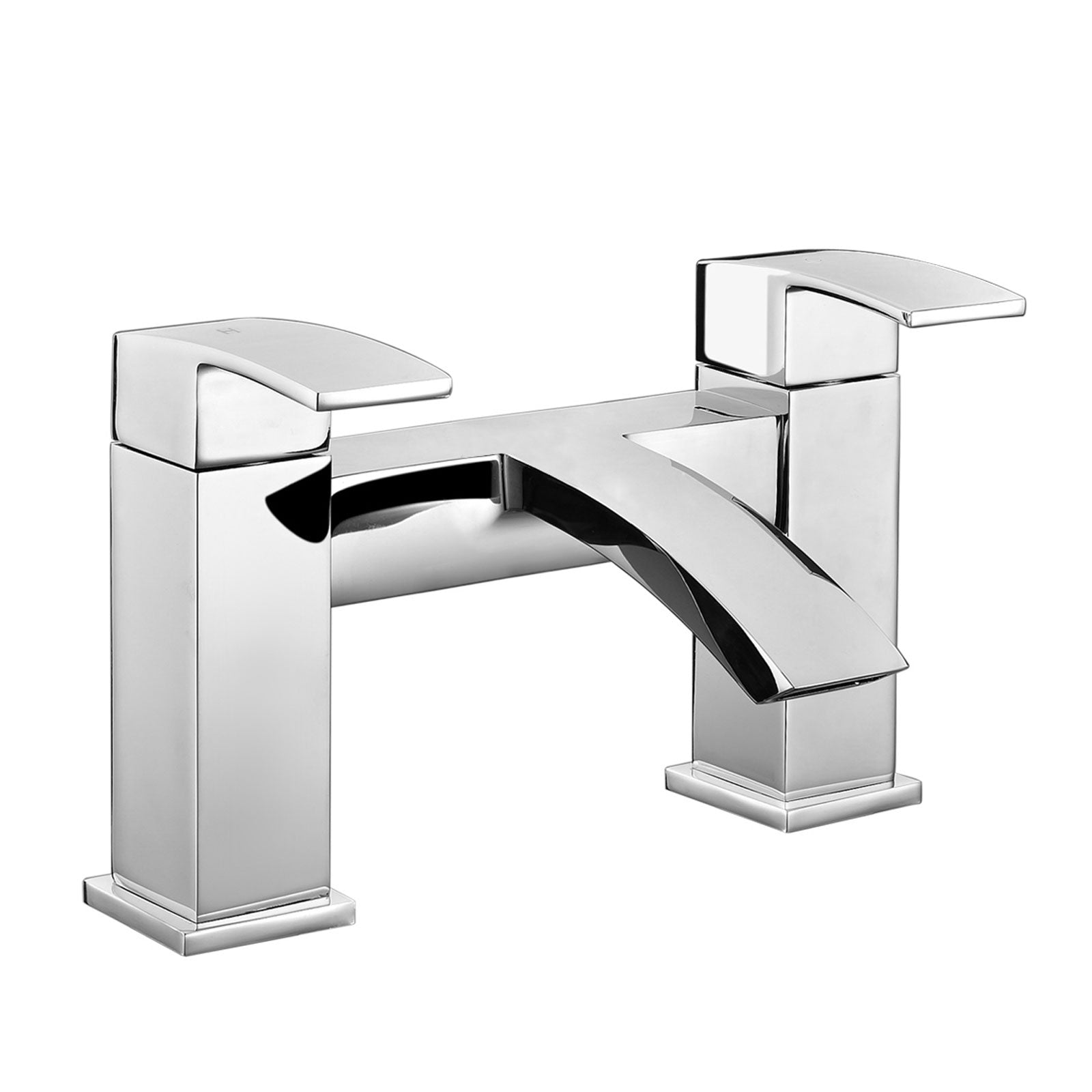 Arke Modern Chrome Waterfall Bridge Deck Mounted Bath Filler Tap & Waste