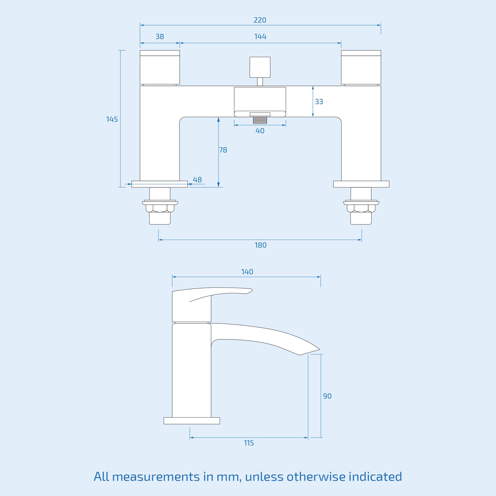 Arke Waterfall Bath Filler Shower Mixer Tap Bathroom Deck Mounted Faucet