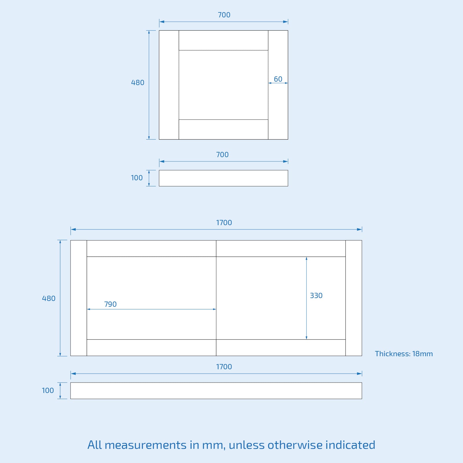 White PVC 1700mm 2 Sliding Doors Bath Front Panel & 700mm End Panel