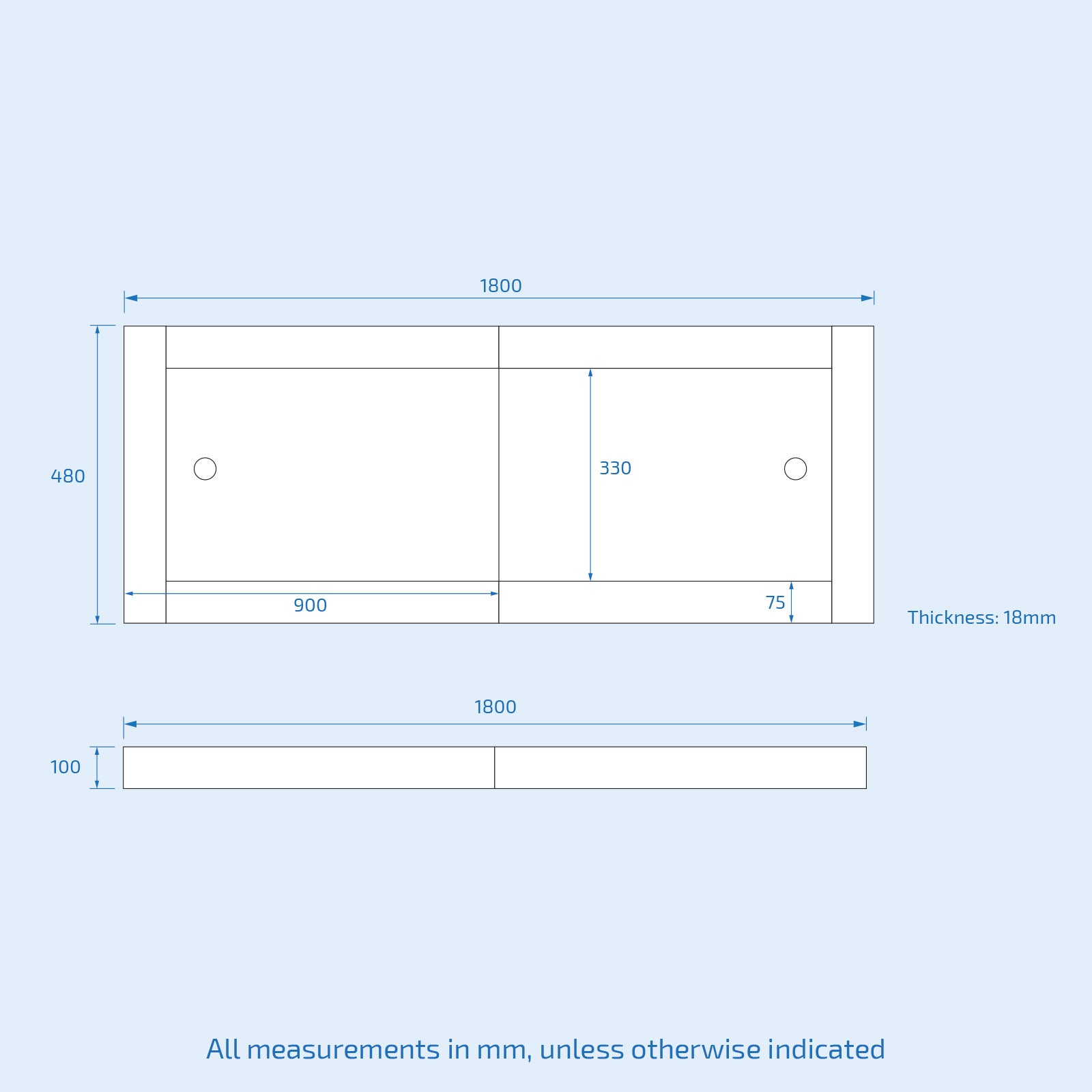 White PVC 1800mm 2 Sliding Doors Bath Front Panel