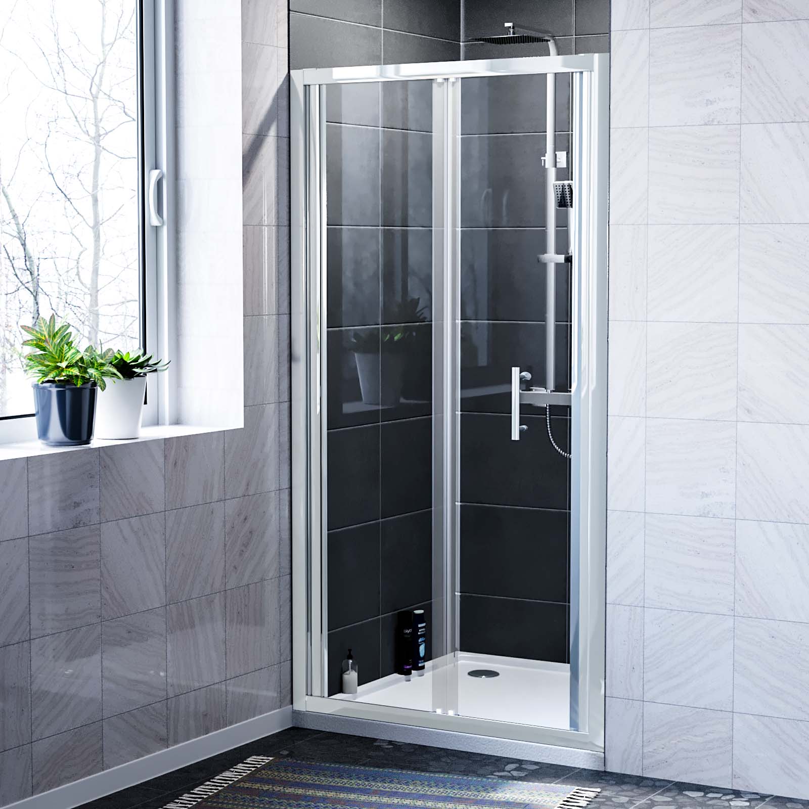 Bill 800 mm Walk In Bi Folding Shower Tempered Glass Door Screen Panel