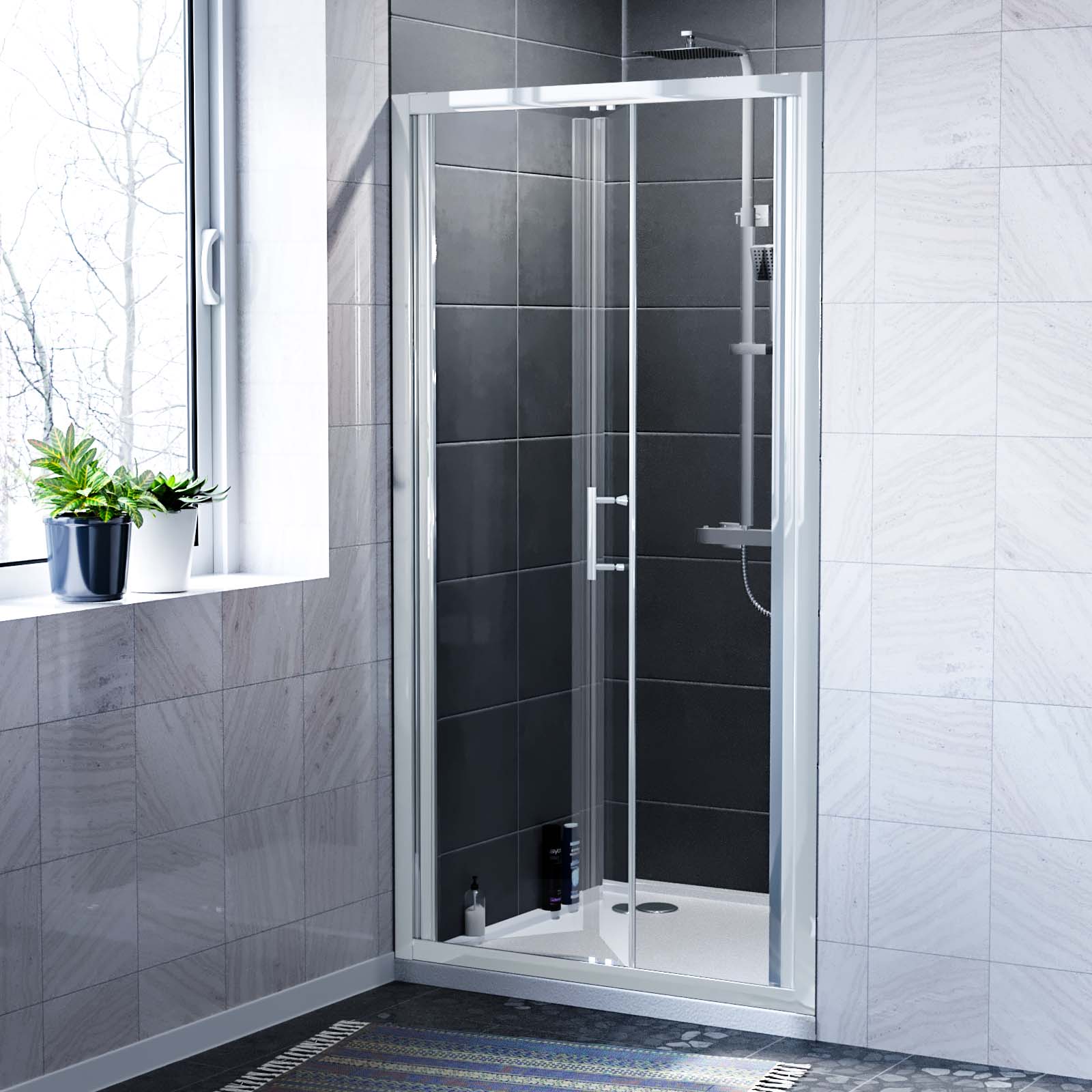 Bill 800 mm Walk In Bi Folding Shower Tempered Glass Door Screen Panel