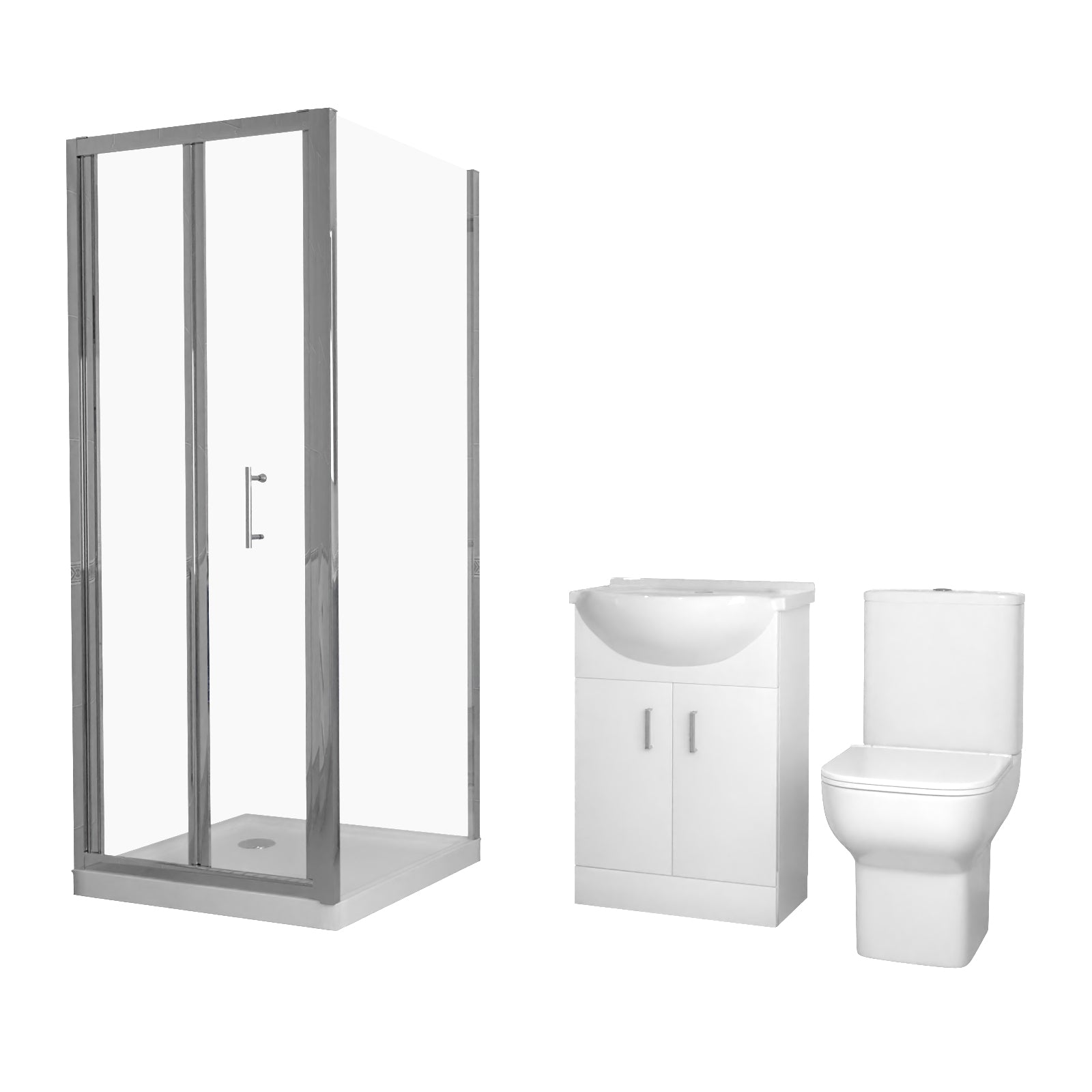 Morton 760mm Shower Enclosure, Side Panel, 550mm Vanity Unit & Close Coupled