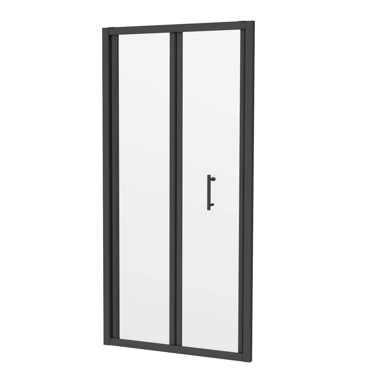 Kim 800 Matte Black Walk In Bi Folding Shower Tempered Glass Door Screen Panel