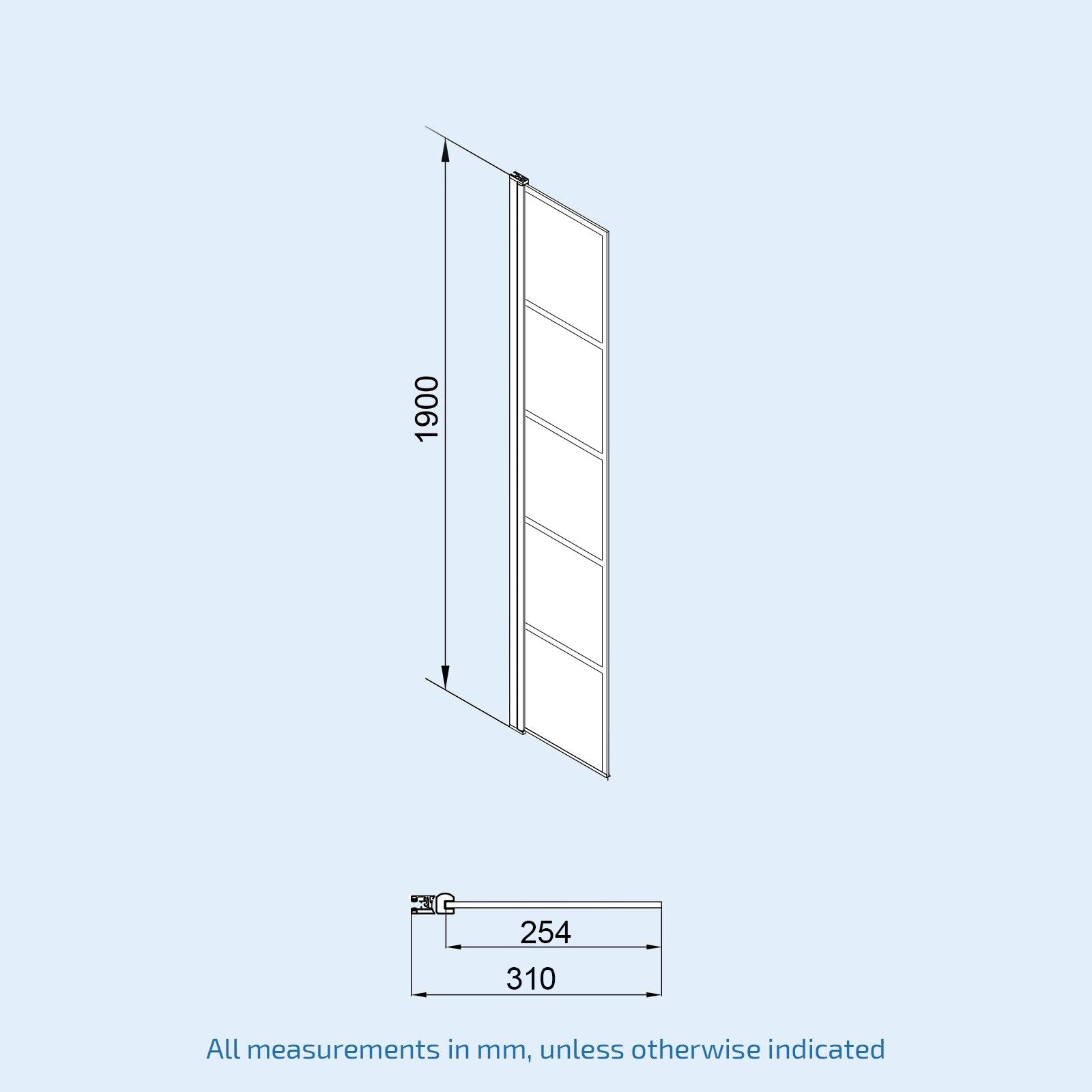 Magna Wet Room 800 Shower Enclosure Screen Black Grid 8mm & Return Panel