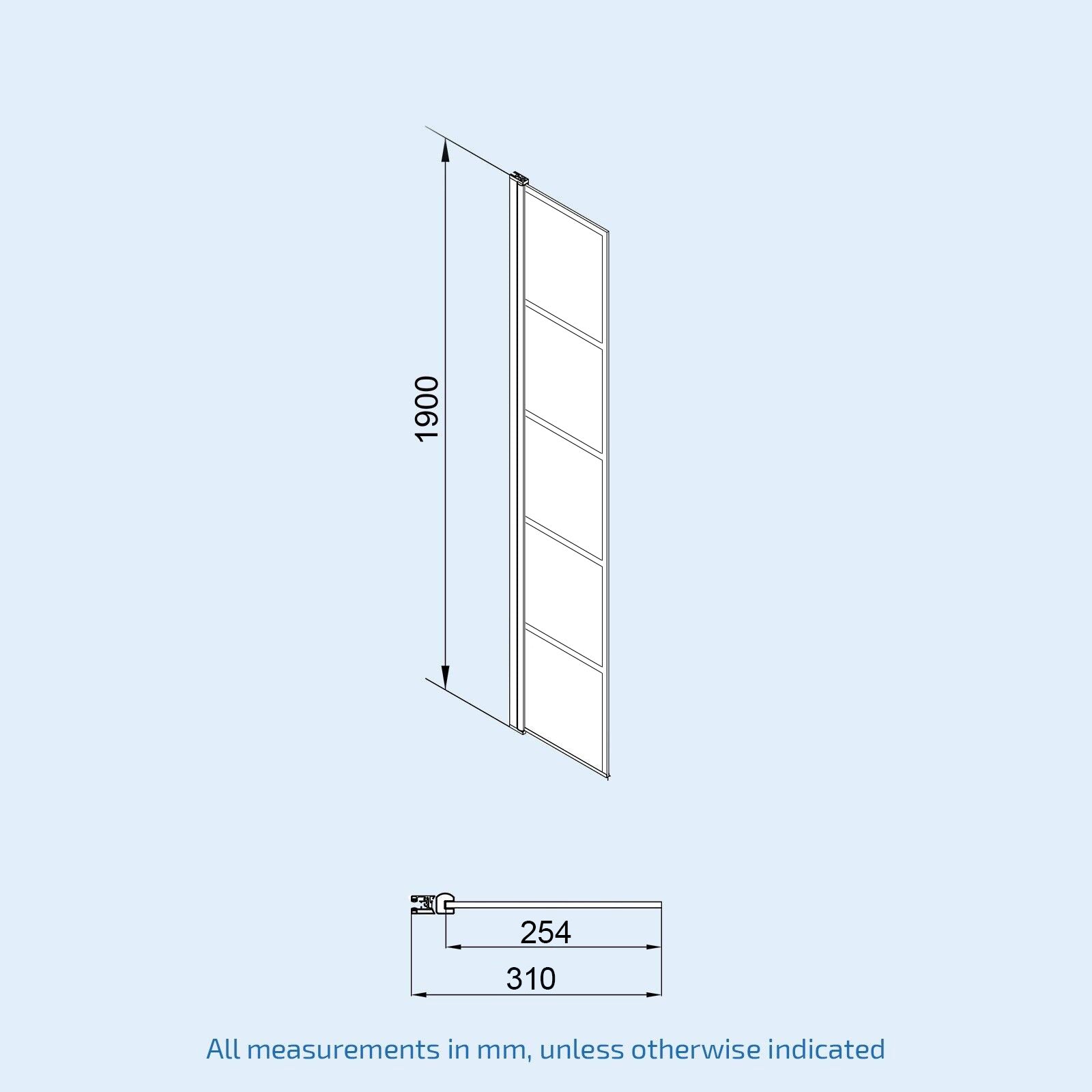 Magna Wet Room Black Grid 700mm Shower Screen 8mm Tempered Glass & Return Panel