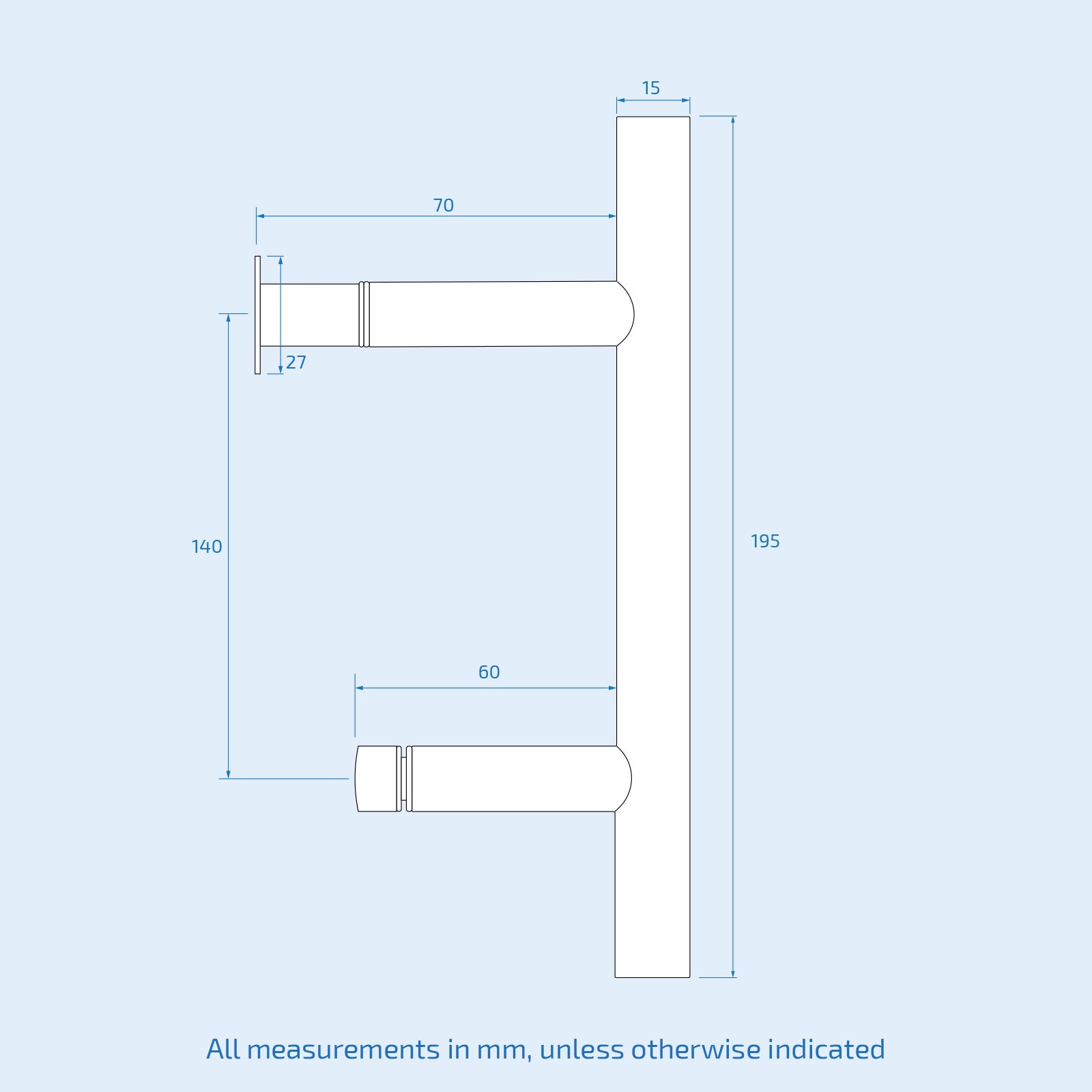 Black Pair of Universal Rounded Shower Door Handles