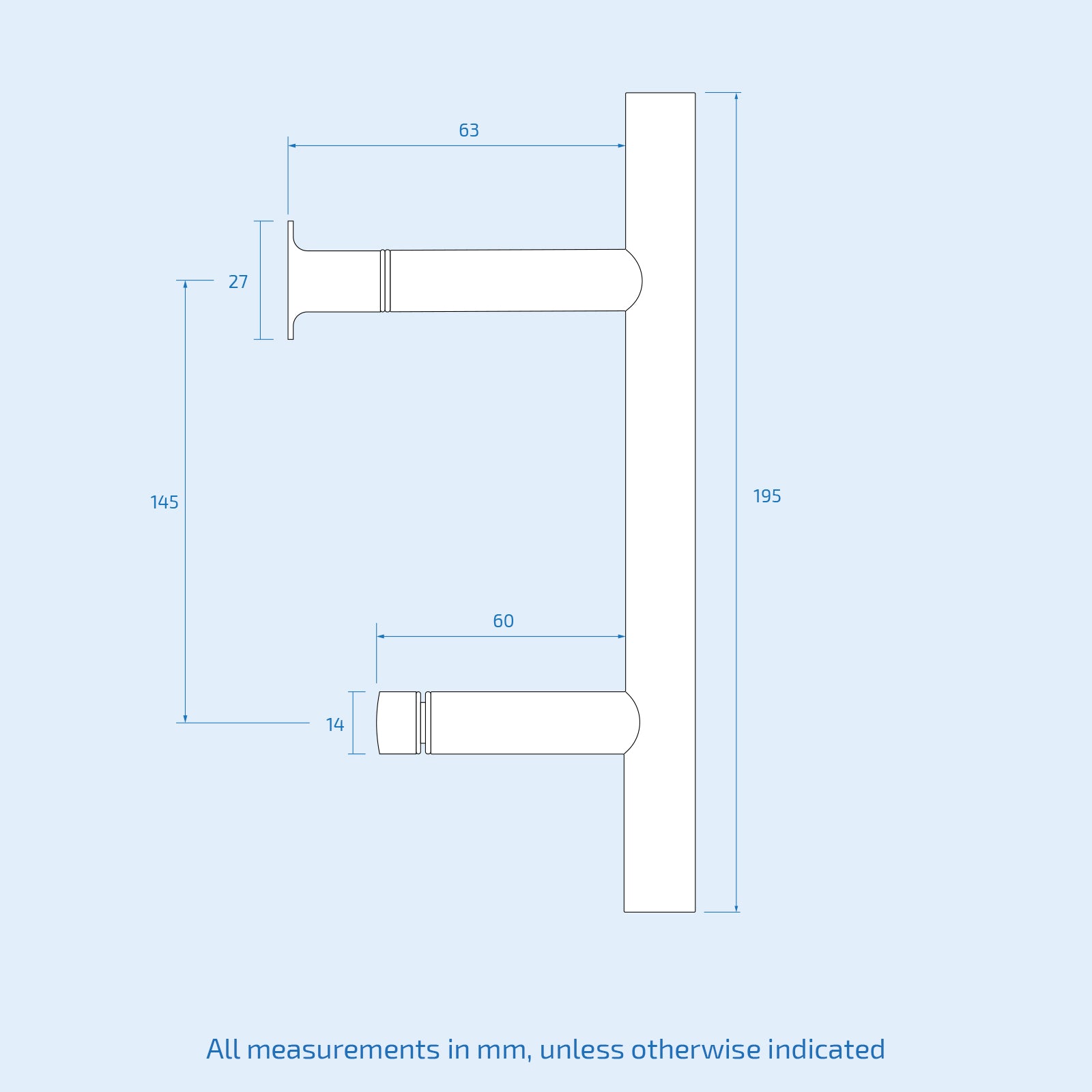 Round 195mm Brushed Handles with 145mm Bolt Distance - Set of 2