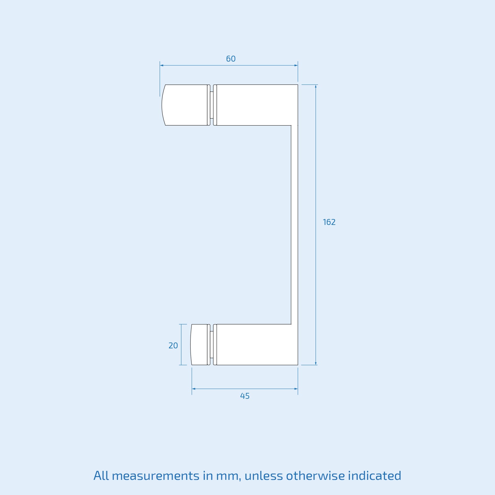 Brushed Brass Pair of Universal Rounded Shower Door Handles