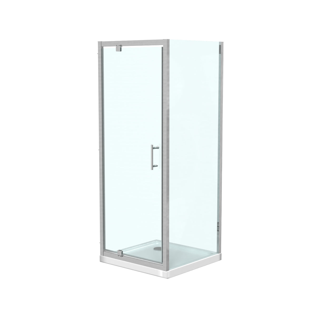 Shower Pivot Door 760mm x 1850mm & 760mm Side Panel with Tray and Waste