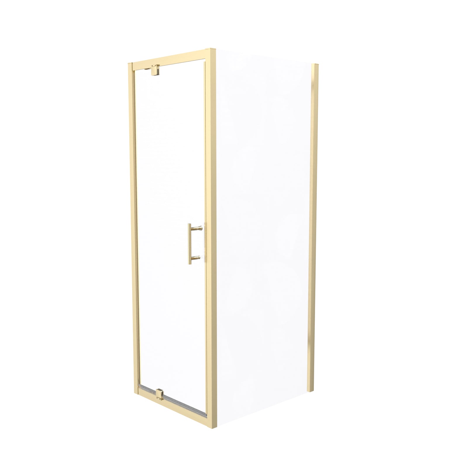 Jupiter 760 x 760mm Brushed Brass Framed Pivot Door Shower Enclosure & Side Panel