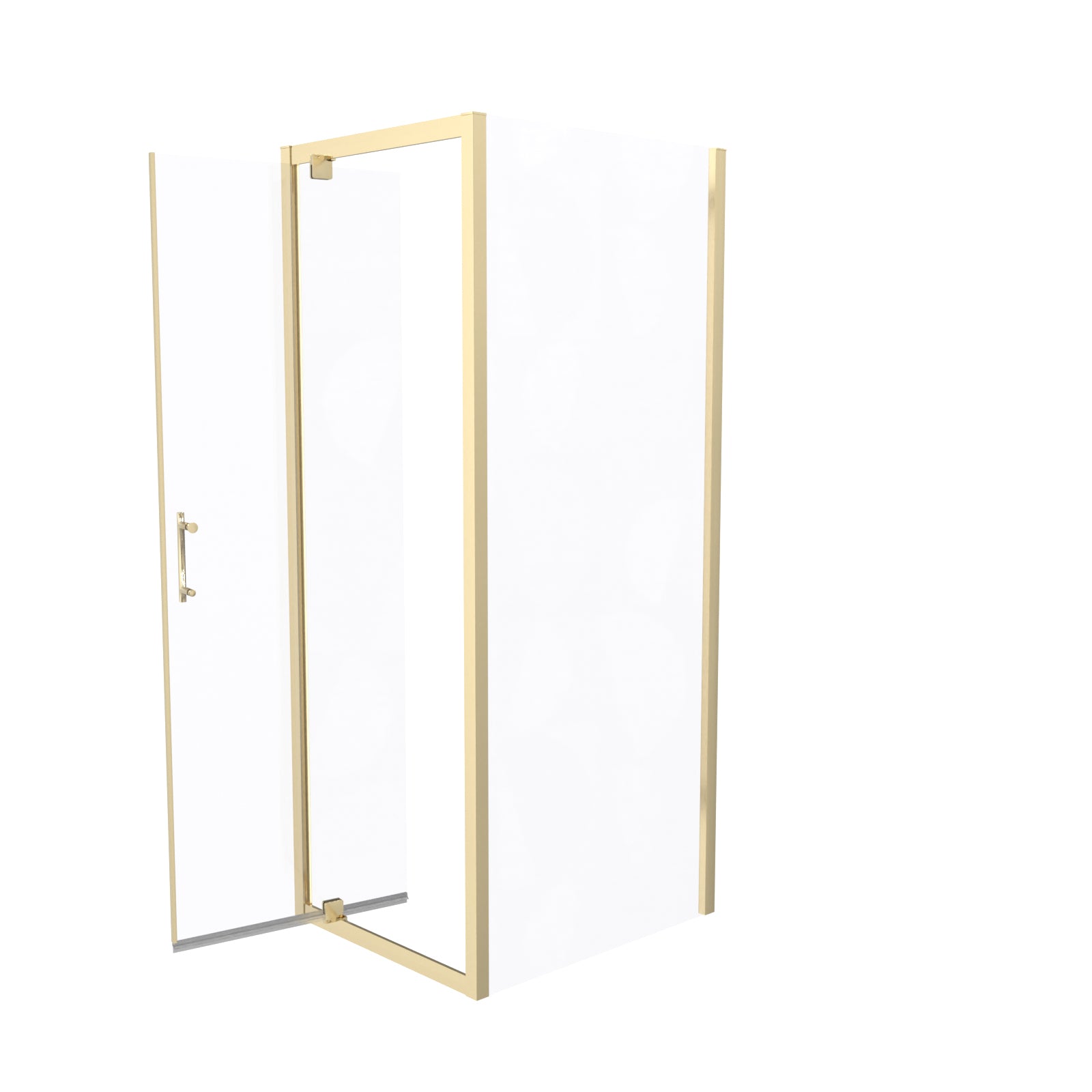 Jupiter 760 x 700mm Pivot Door Shower Enclosure & Side Panel Brushed Brass