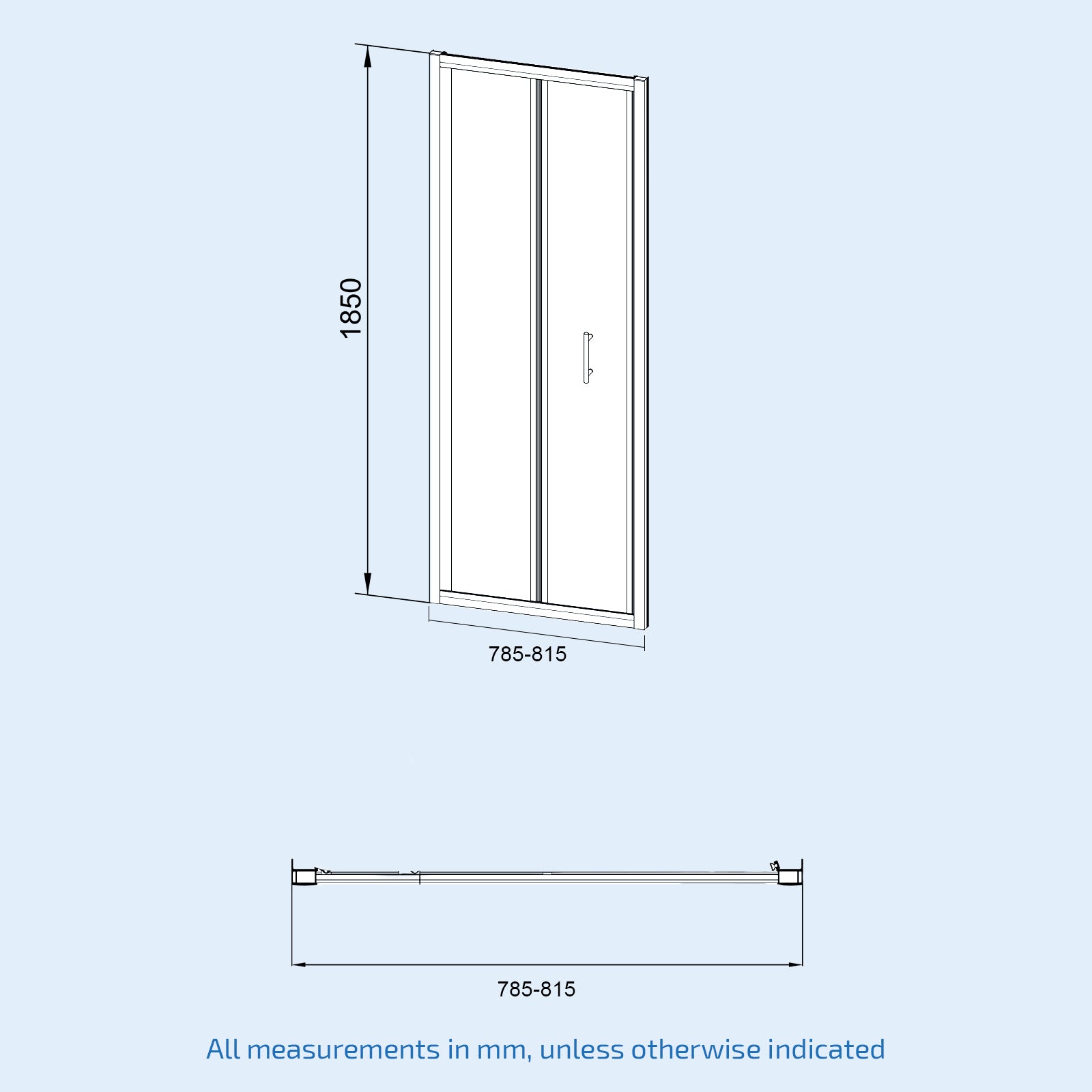 Saga 800mm Modern Pivot Shower Door Enclosure Screen Safety Glass