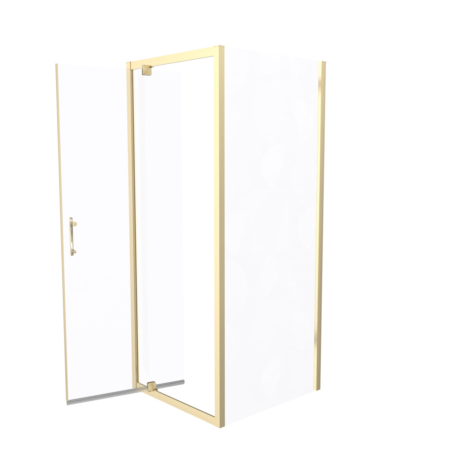 Jupiter 800 x 700mm Pivot Door Shower Enclosure & Side Panel Brushed Brass