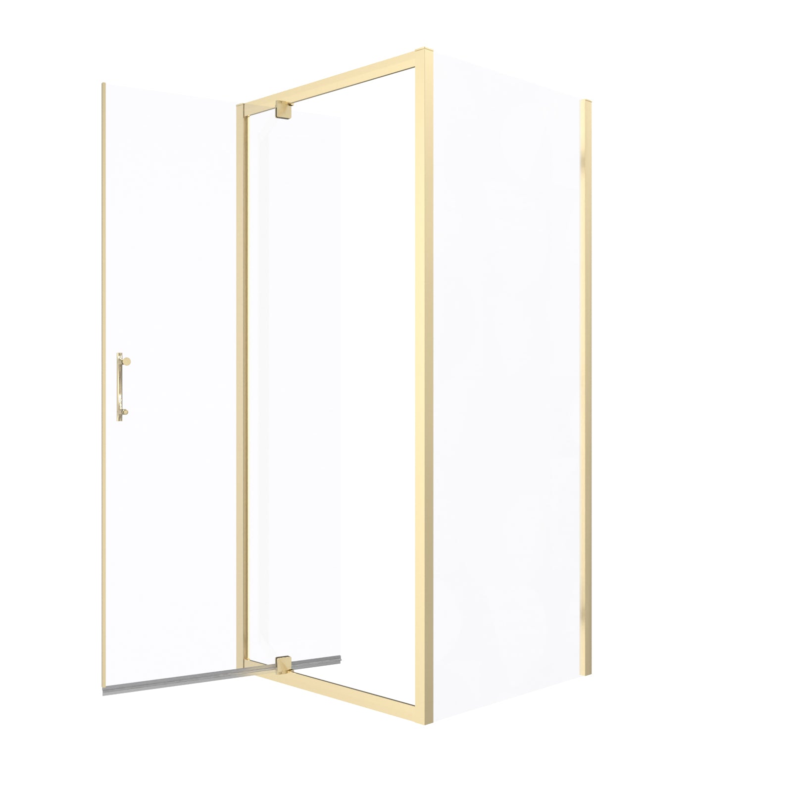 Jupiter 900 x 900mm Pivot Door Shower Enclosure & Side Panel Brushed Brass