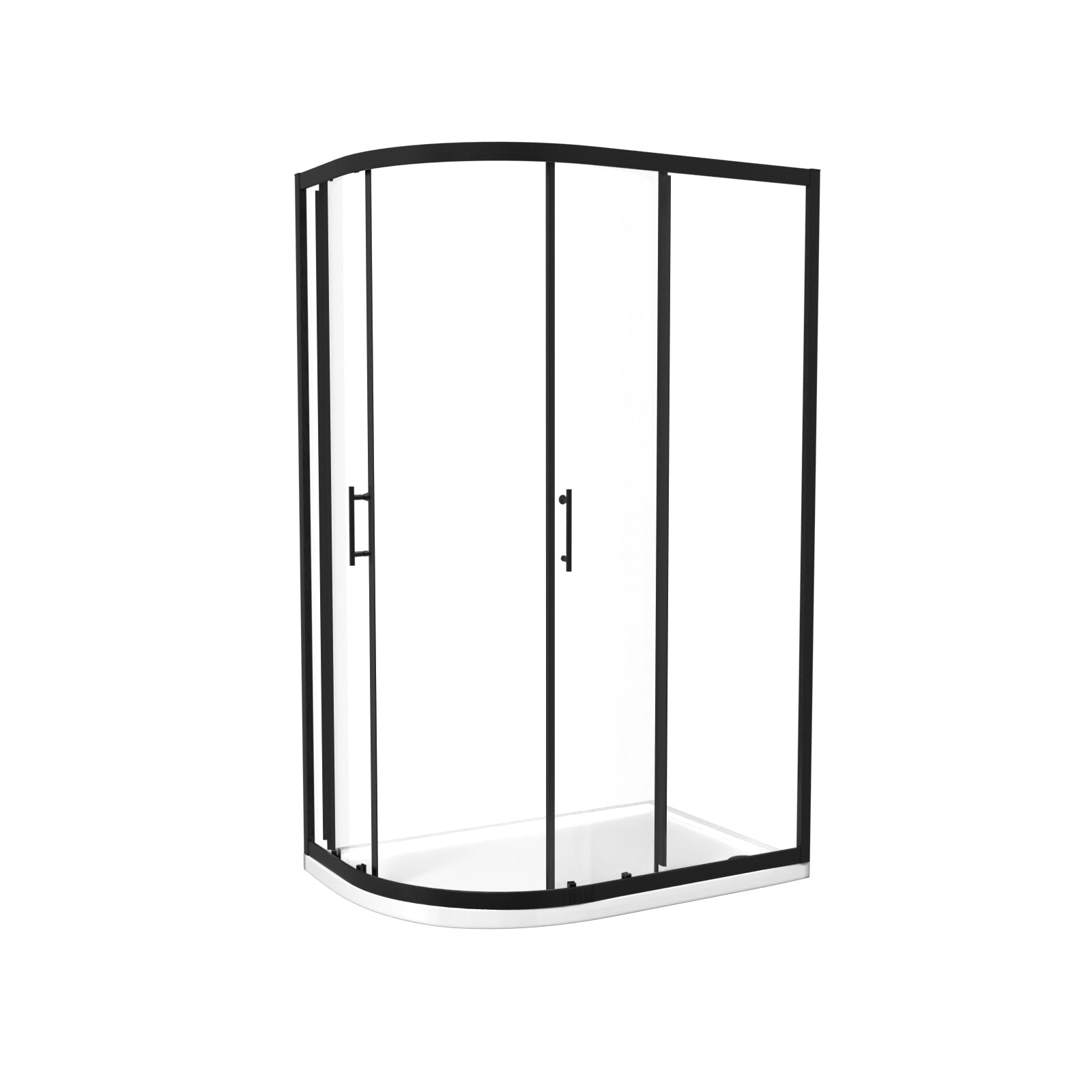 Matt Black LH 1200 x 800mm Offset Quadrant Shower Enclosure & Tray