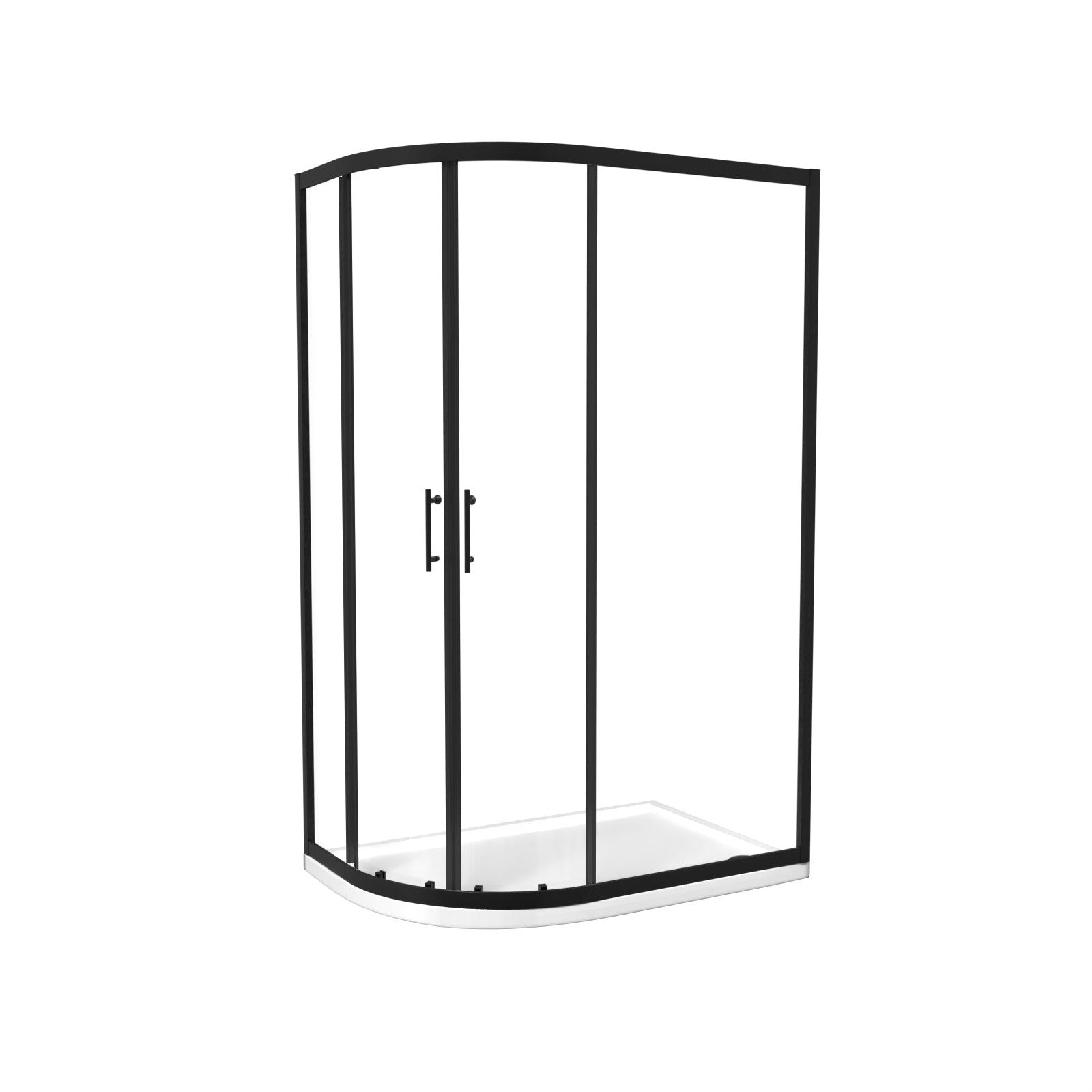 Matt Black LH 1200 x 800mm Offset Quadrant Shower Enclosure & Tray