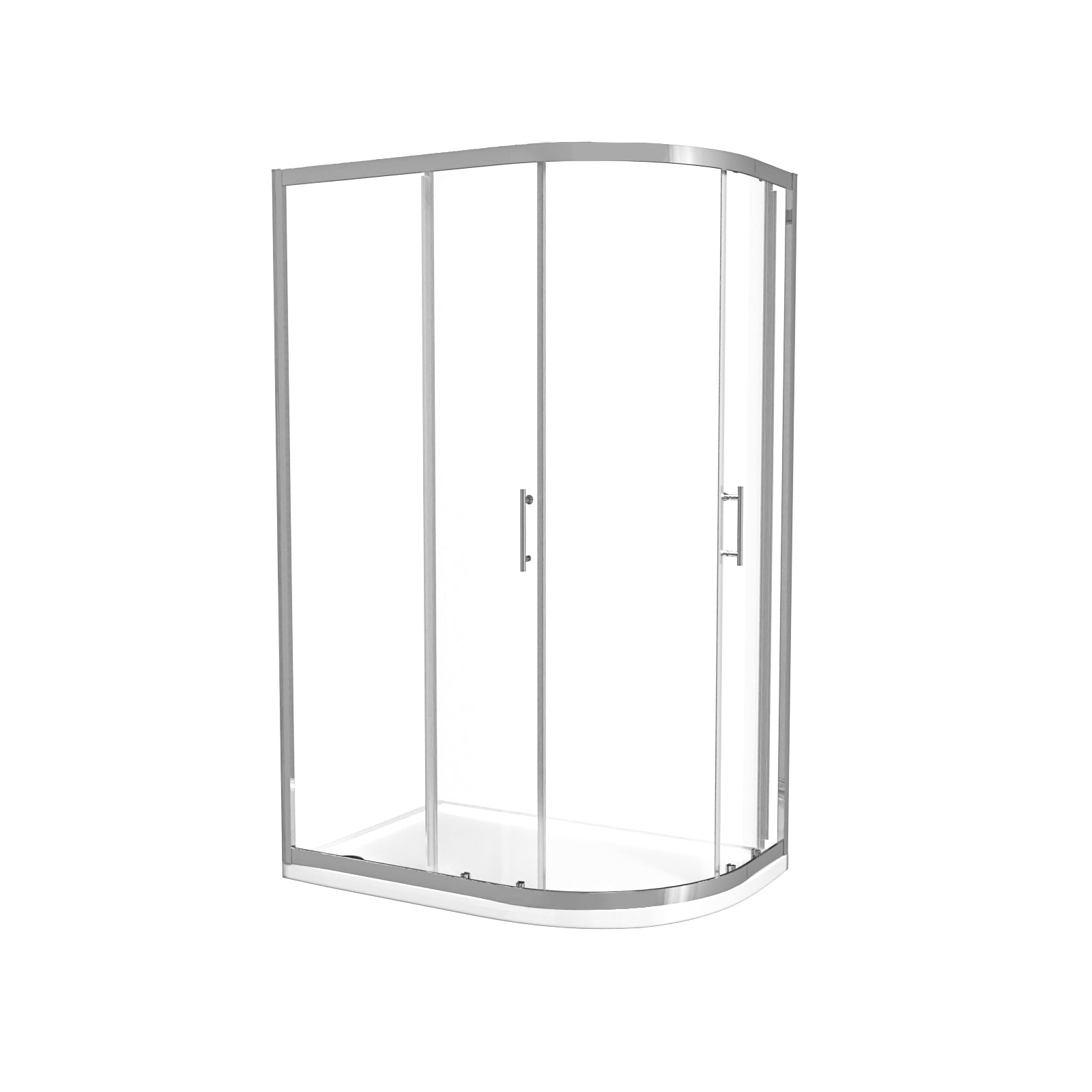 Saturn RH 1200 x 800mm Chrome Framed Offset Quadrant Shower Enclosure & Tray