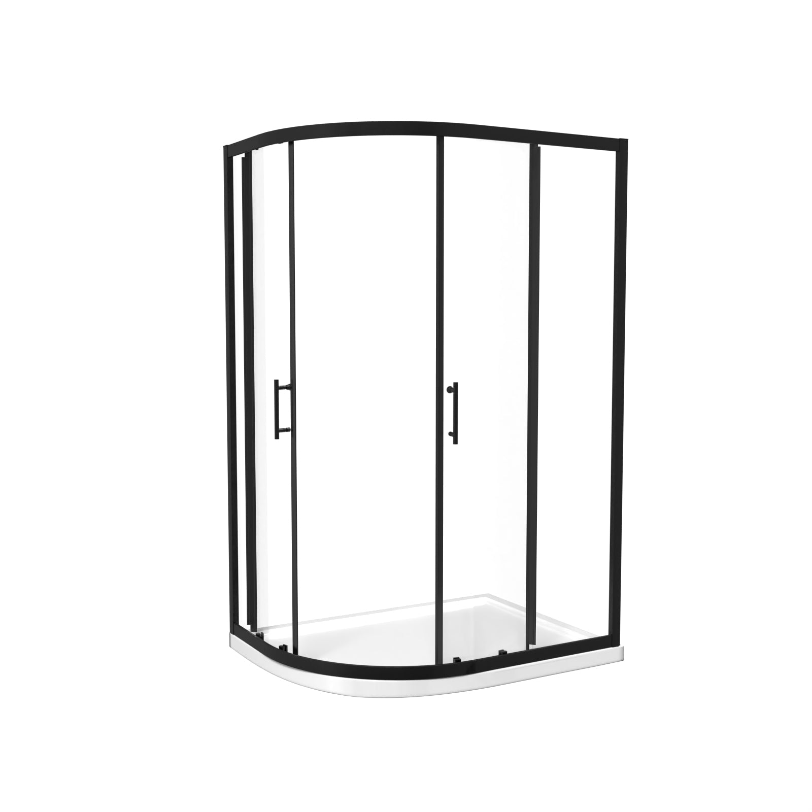 Matt Black LH 1200 x 900mm Offset Quadrant Shower Enclosure & Tray