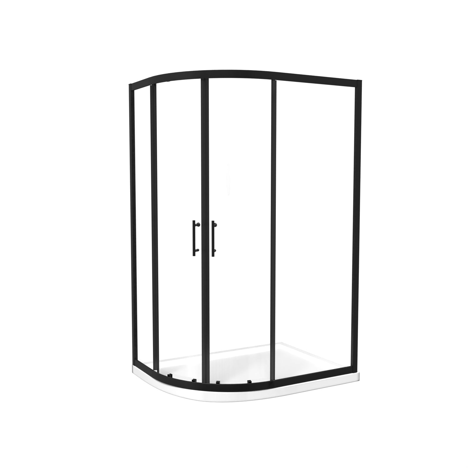 Matt Black LH 1200 x 900mm Offset Quadrant Shower Enclosure & Tray