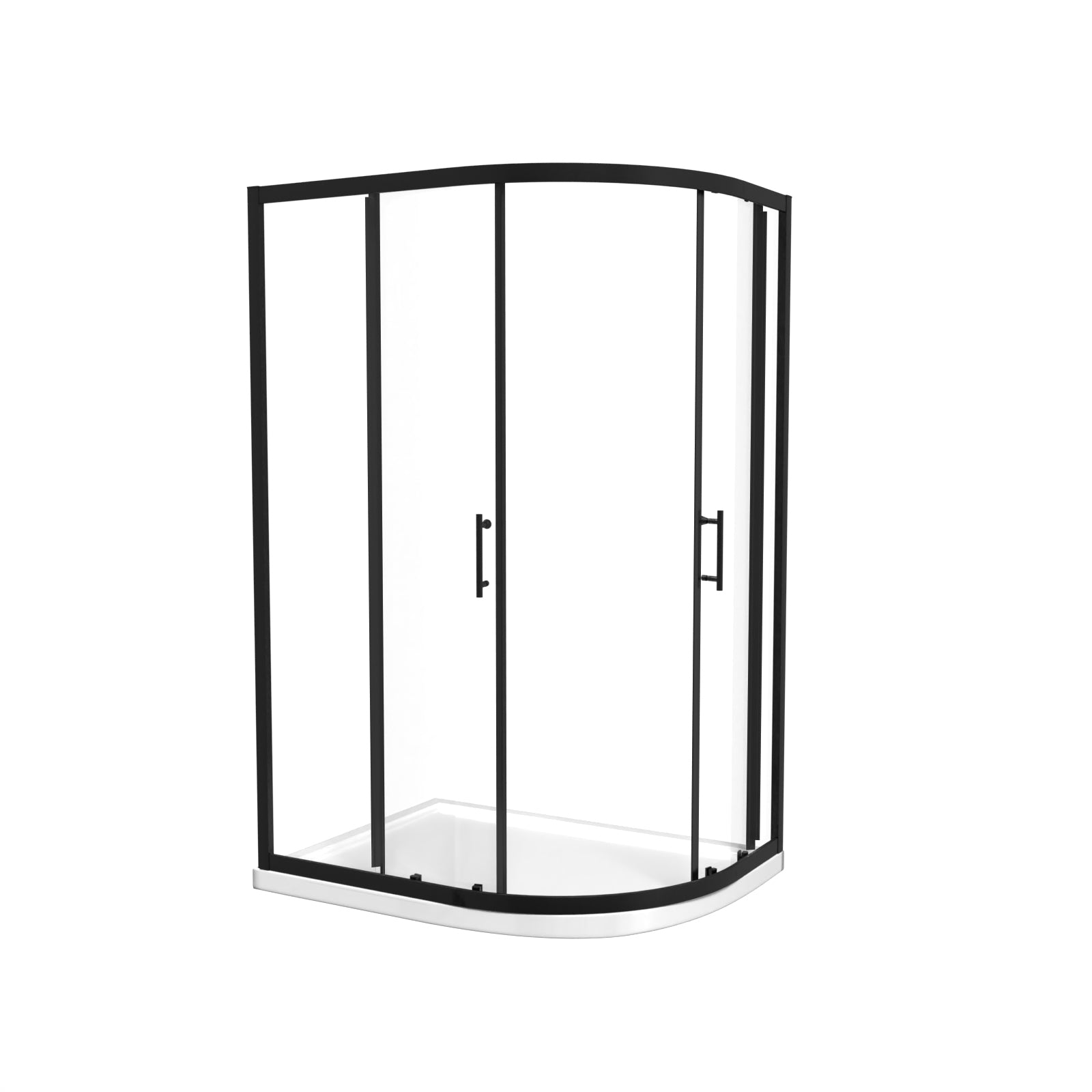 Matt Black RH 1200 x 900mm Offset Quadrant Shower Enclosure & Tray