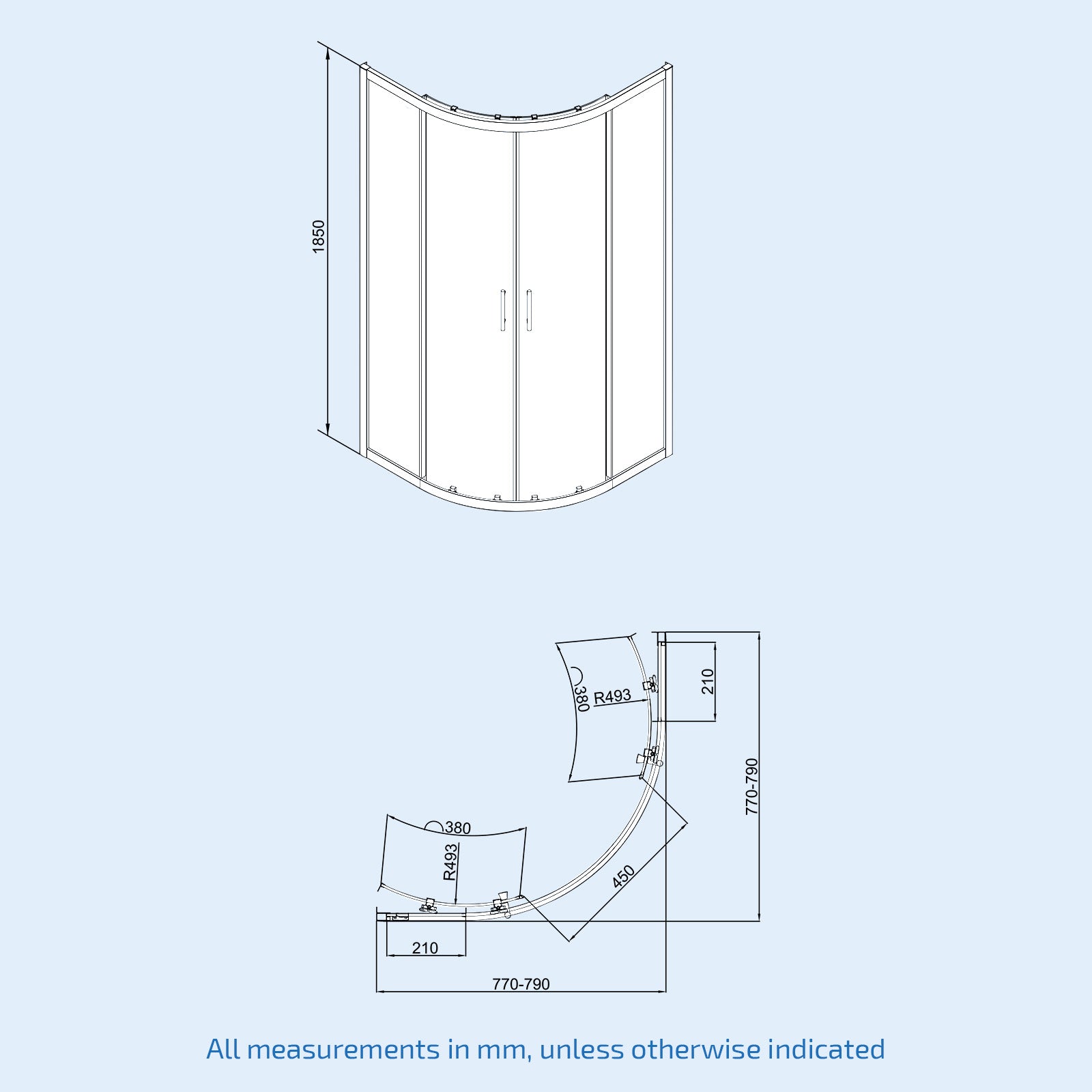 Saturn Quadrant Shower Corner Cubicle Enclosure Door