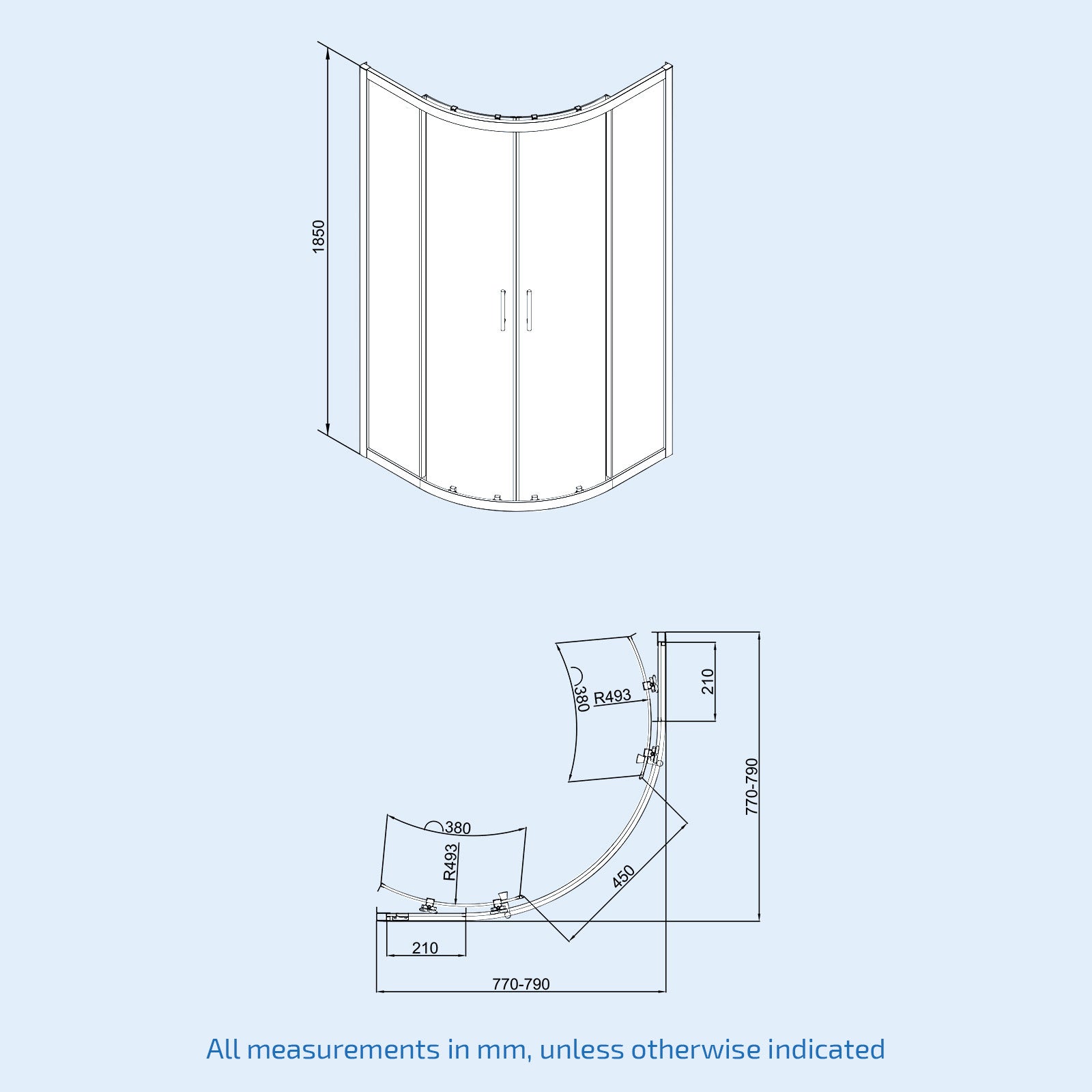 Saturn Modern Black Quadrant Corner Shower Enclosure Door