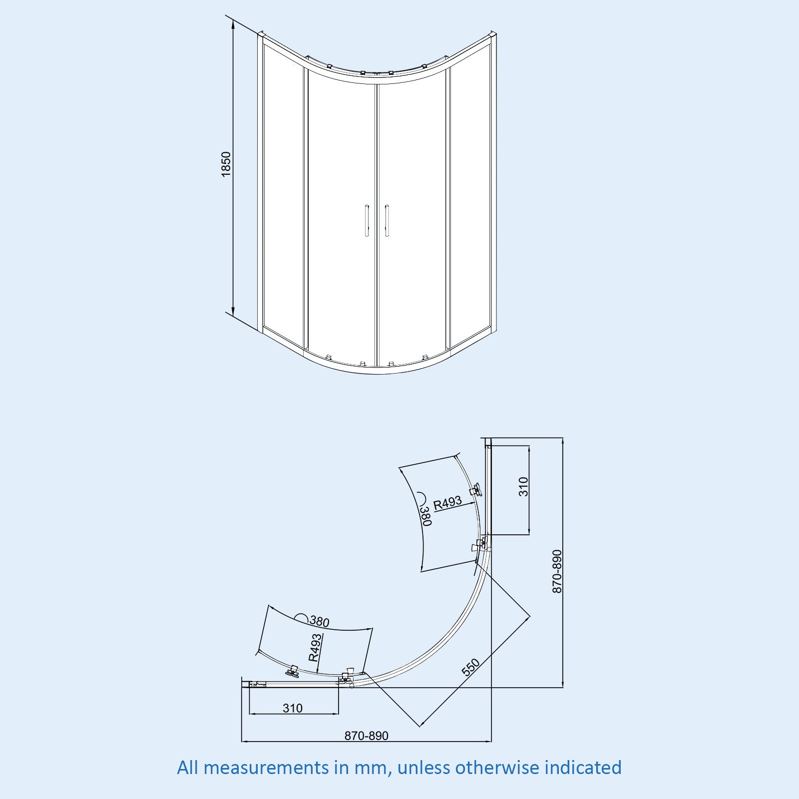 Roxy Blue 600mm Basin Vanity, Brushed Brass Quadrant Shower & Toilet