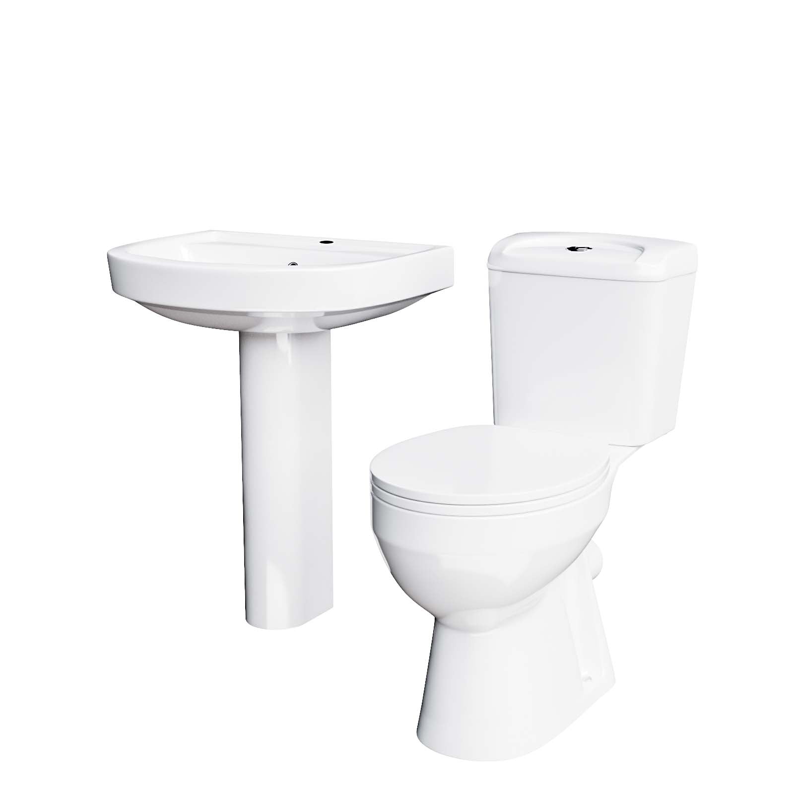 Toilet Pedestal Sink Quadrant Shower Enclosure 3-Piece Bathroom Suite