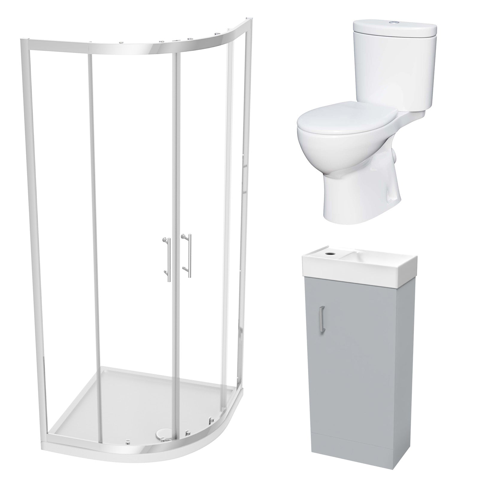Nes Home Matte Grey 400mm Vanity 900mm Shower Enclosure & Shower Tray Toilet Set