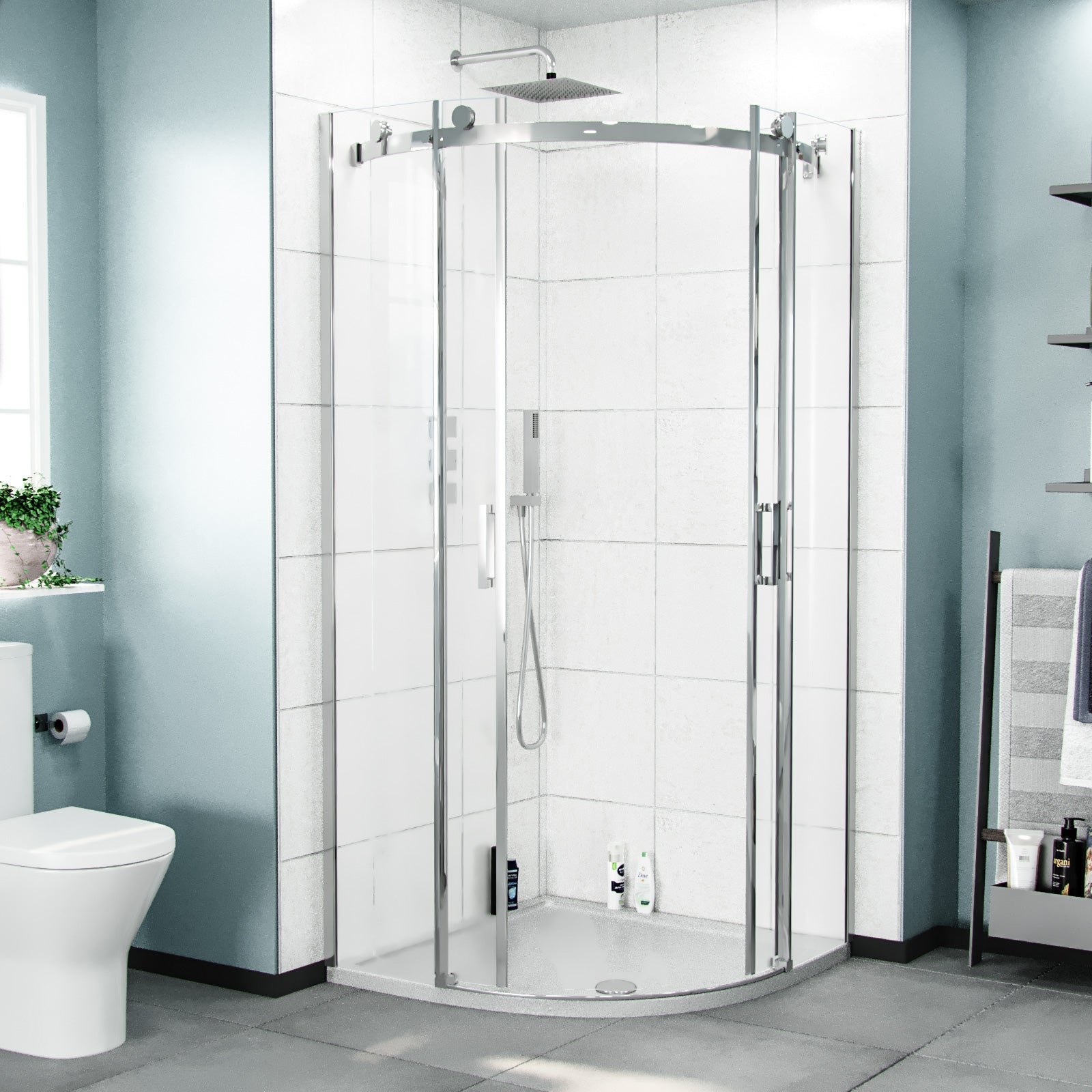 Hardwick Frameless Quadrant Corner Chrome Shower Enclosure Door