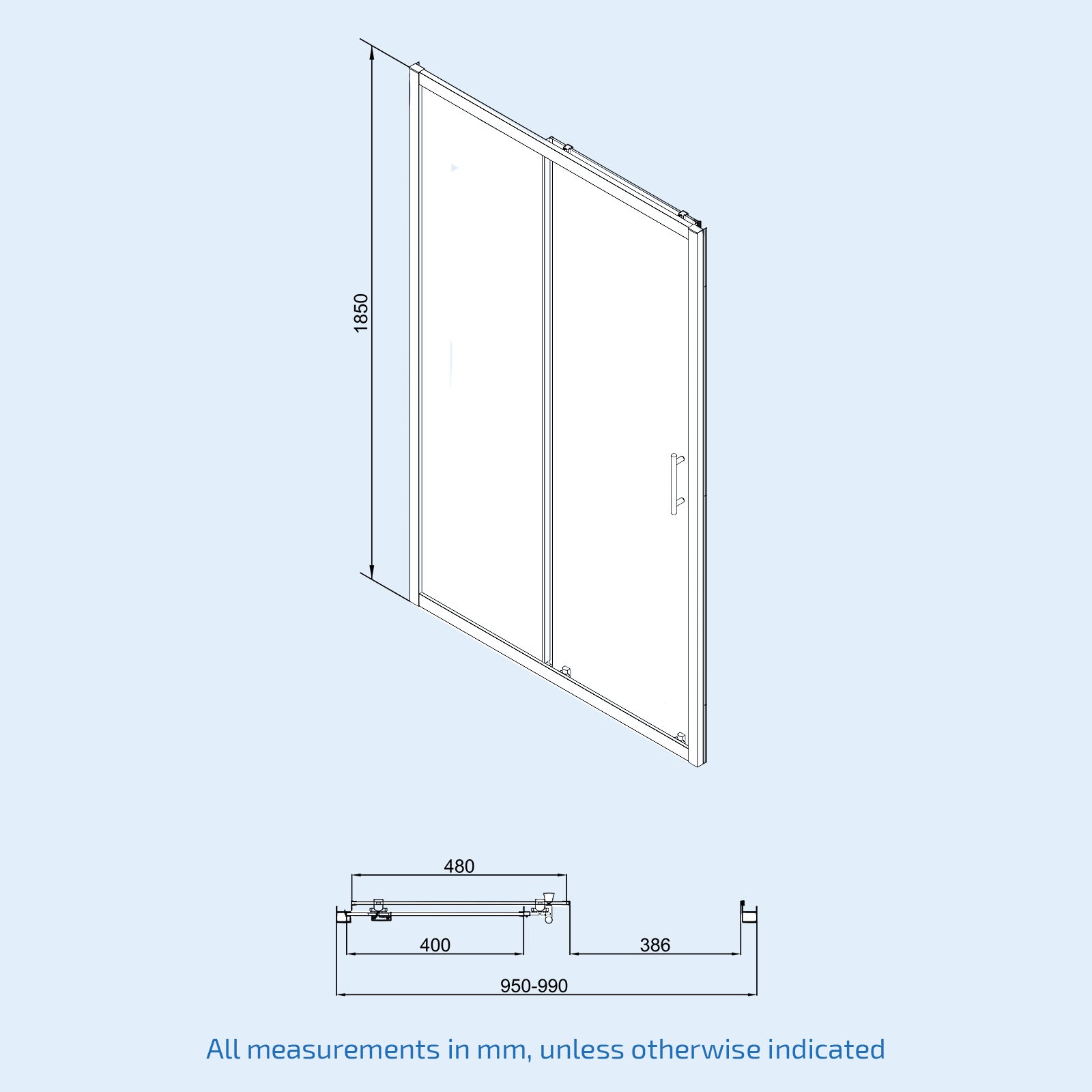 Brushed Brass 1000 x 760mm Shower Enclosure Sliding Door Panel & Tray