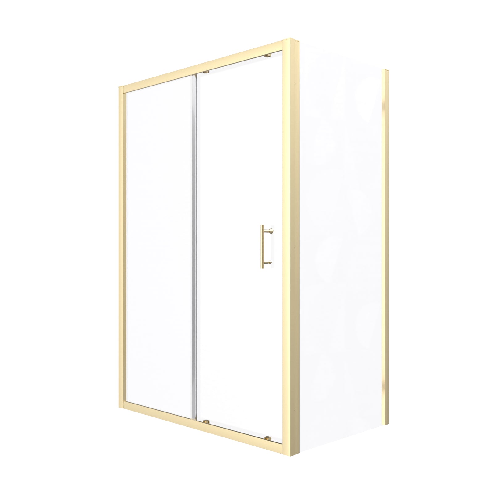 Manga 1100 x 1000mm Shower Enclosure Sliding Door & Side Panel Brushed Brass