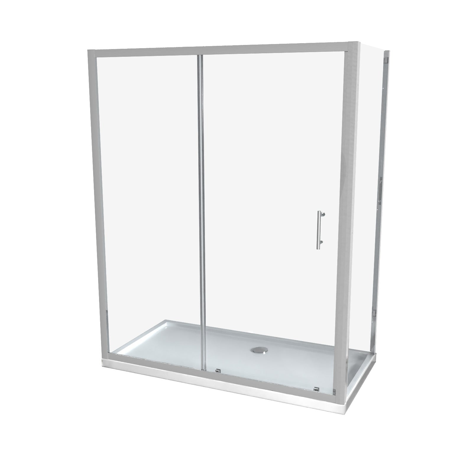 Magna 1600mm Shower Sliding Door, 800mm Glass Side Panel Screen & Tray