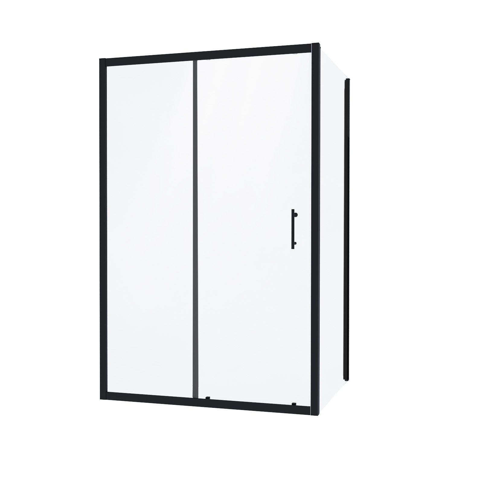 Matt Black 1400 x 900mm Shower Sliding Door & Frameless Glass Side Panel