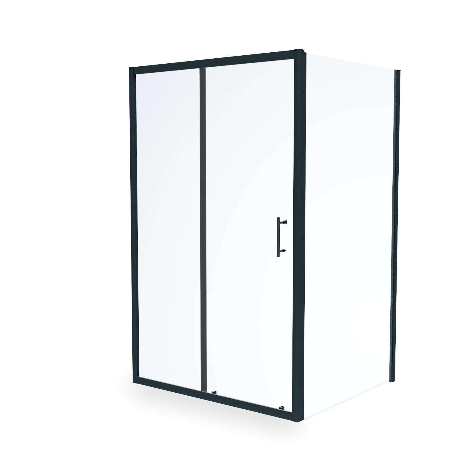 Manga Matte Black 1400 x 700mm Shower Enclosure Sliding Door & Glass Side Panel