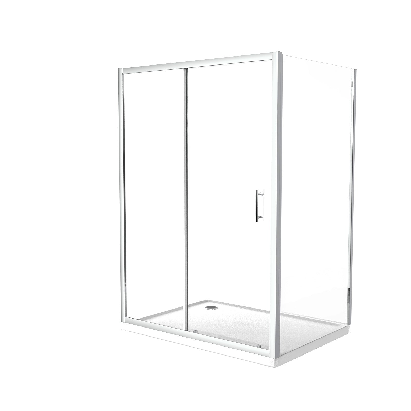 Magna 1100 mm Slider Shower Door Enclosure with 760 Frameless Glass Panel Screen + Tray