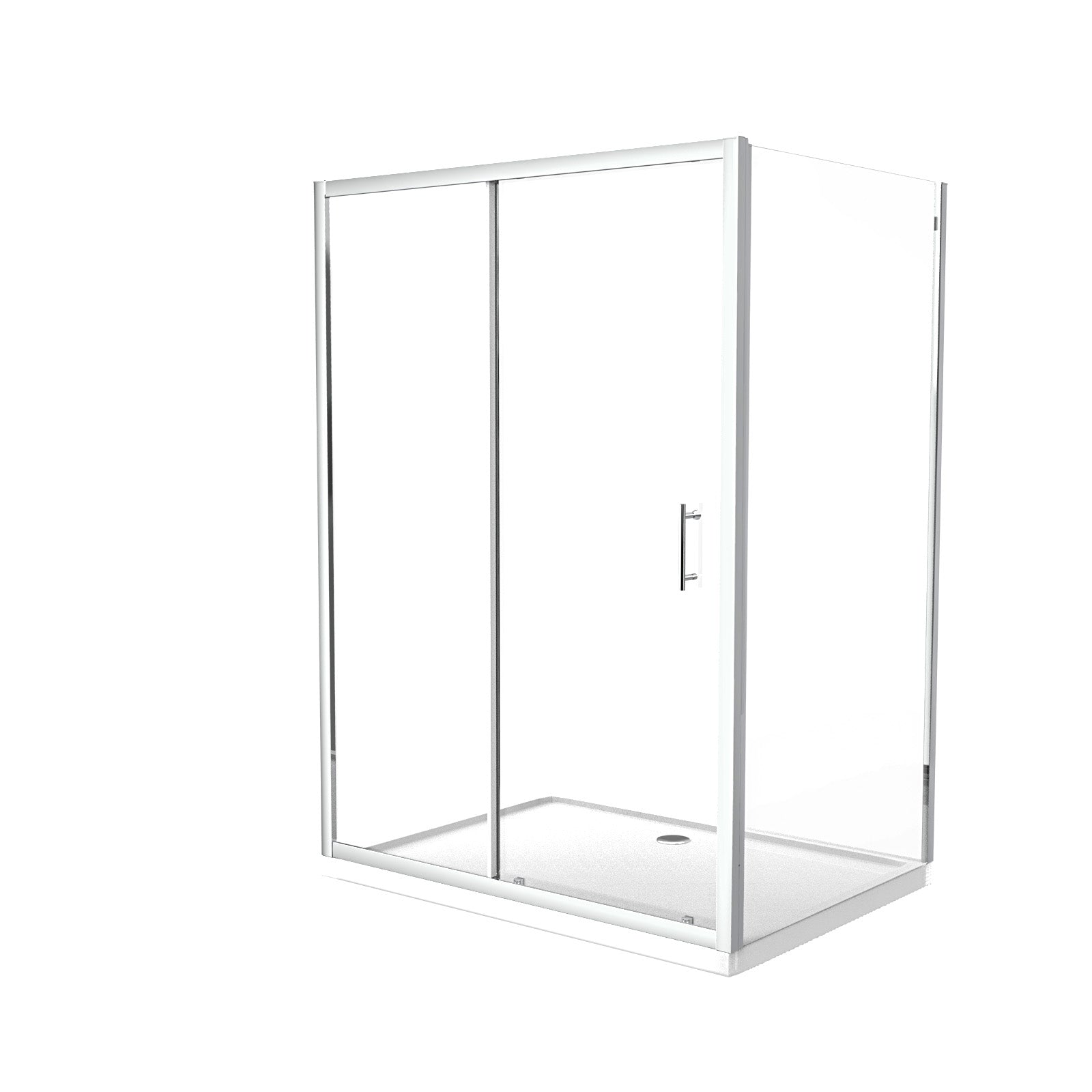 Magna 1300 mm Slider Shower Door Enclosure with 800 Frameless Glass Panel Screen + Tray