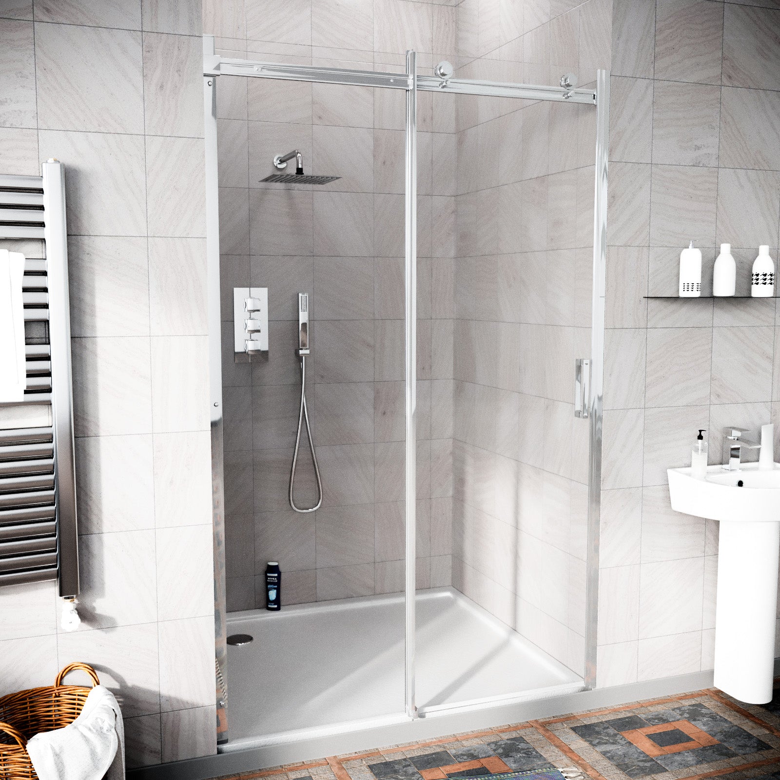 Saga Sliding Shower Enclosure 8mm Clear Tempered Glass