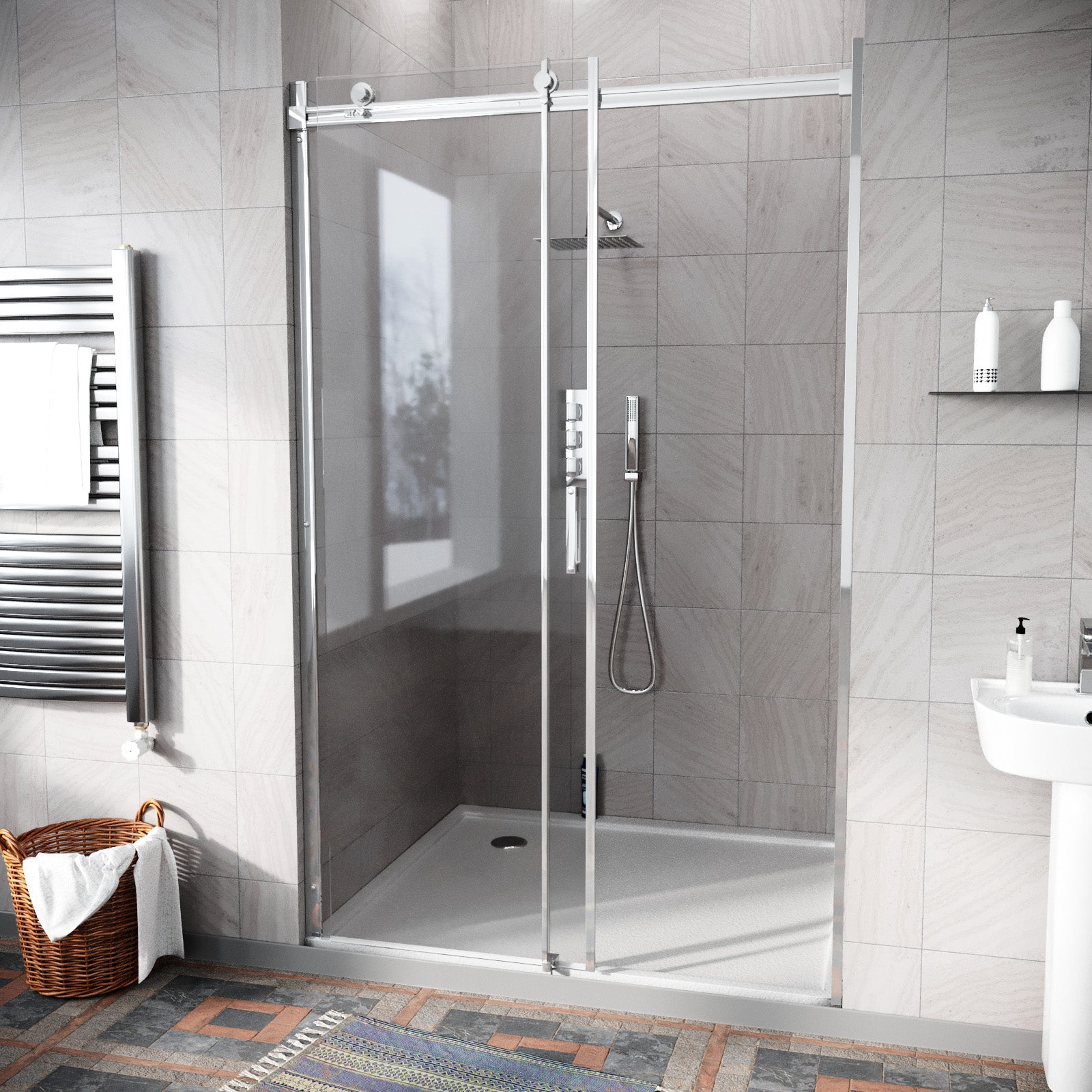 Hardwick Frameless Sliding Shower Enclosure 8mm Clear Tempered Glass