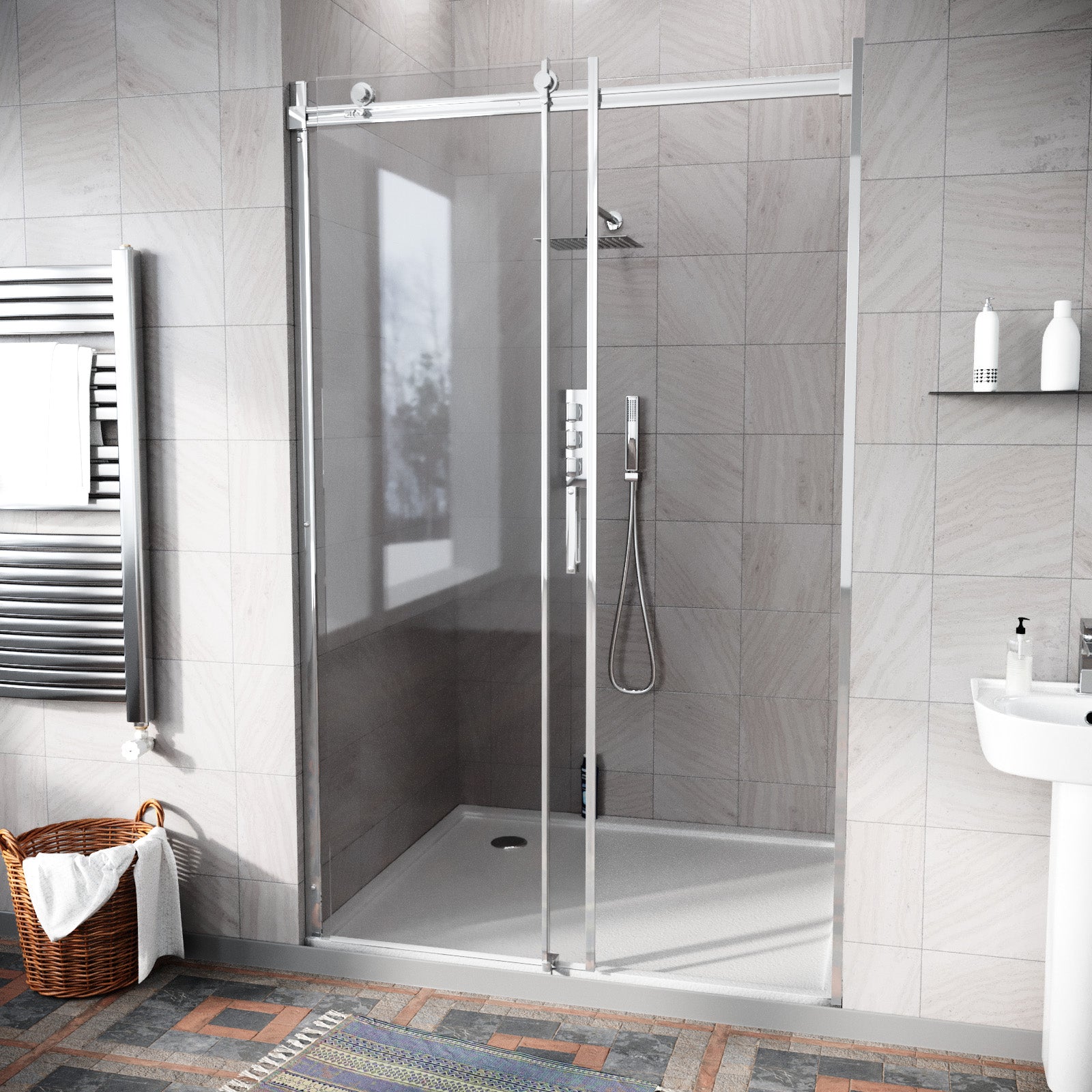 Hardwick 1200mm Frameless Sliding Shower Enclosure 8mm Clear Tempered Glass